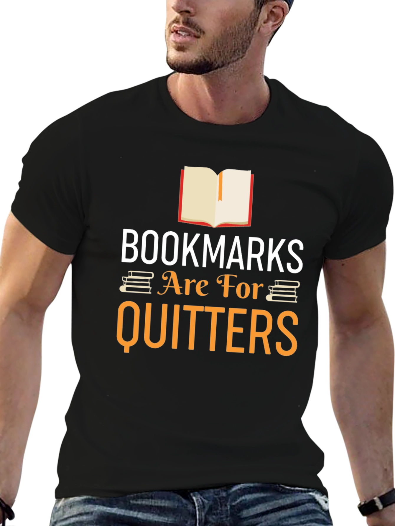 Black Bookmarks Are For Quitters Graphic Tee view 6
