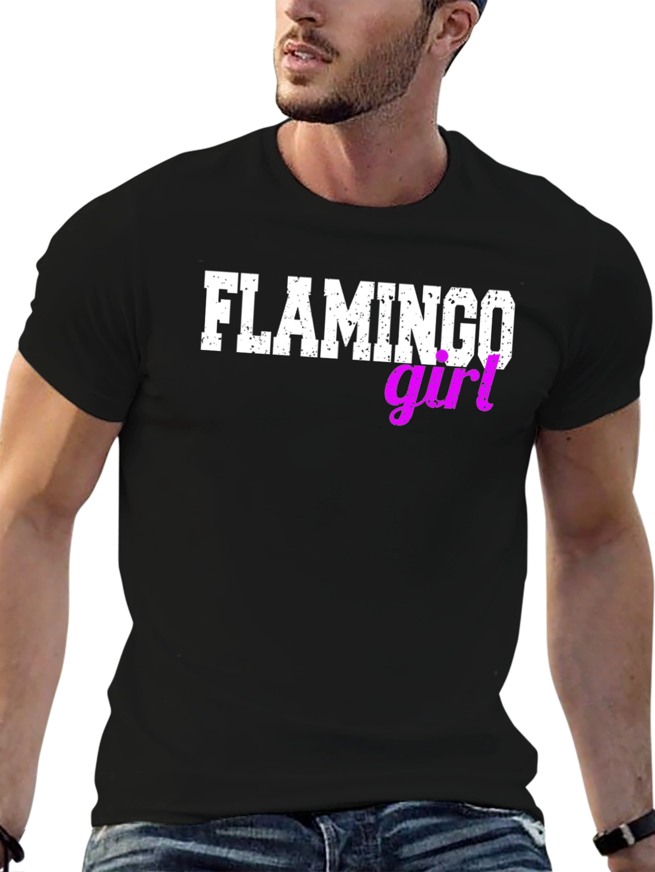 Black Flamingo Girl Black T-Shirt view 6