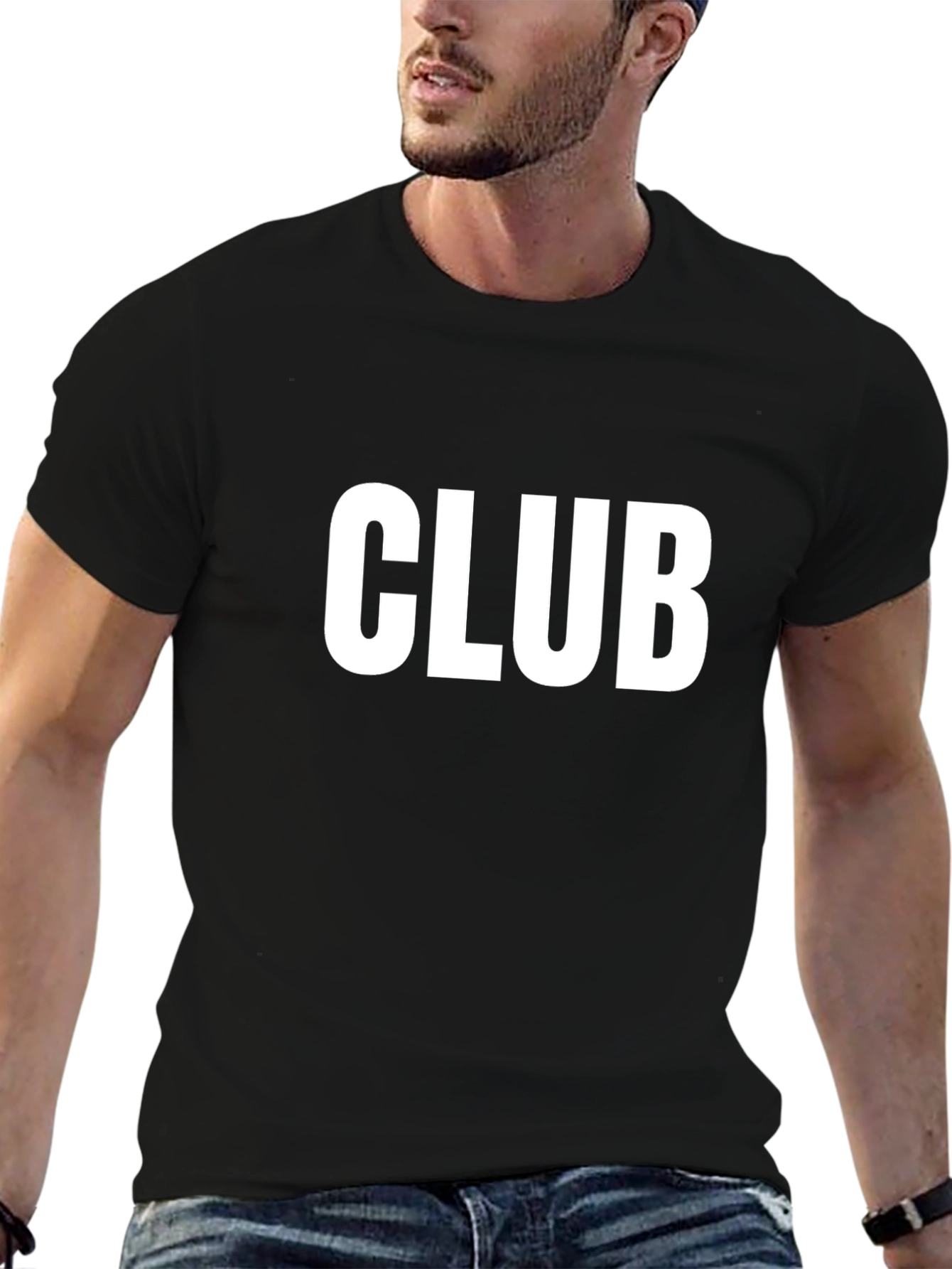 Black CLUB Graphic Tee - Mens Black Cotton T-Shirt view 6