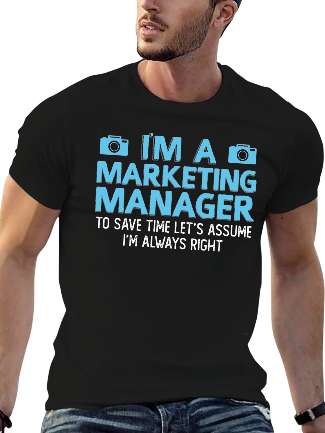 Black Marketing Manager Always Right T-Shirt view 6