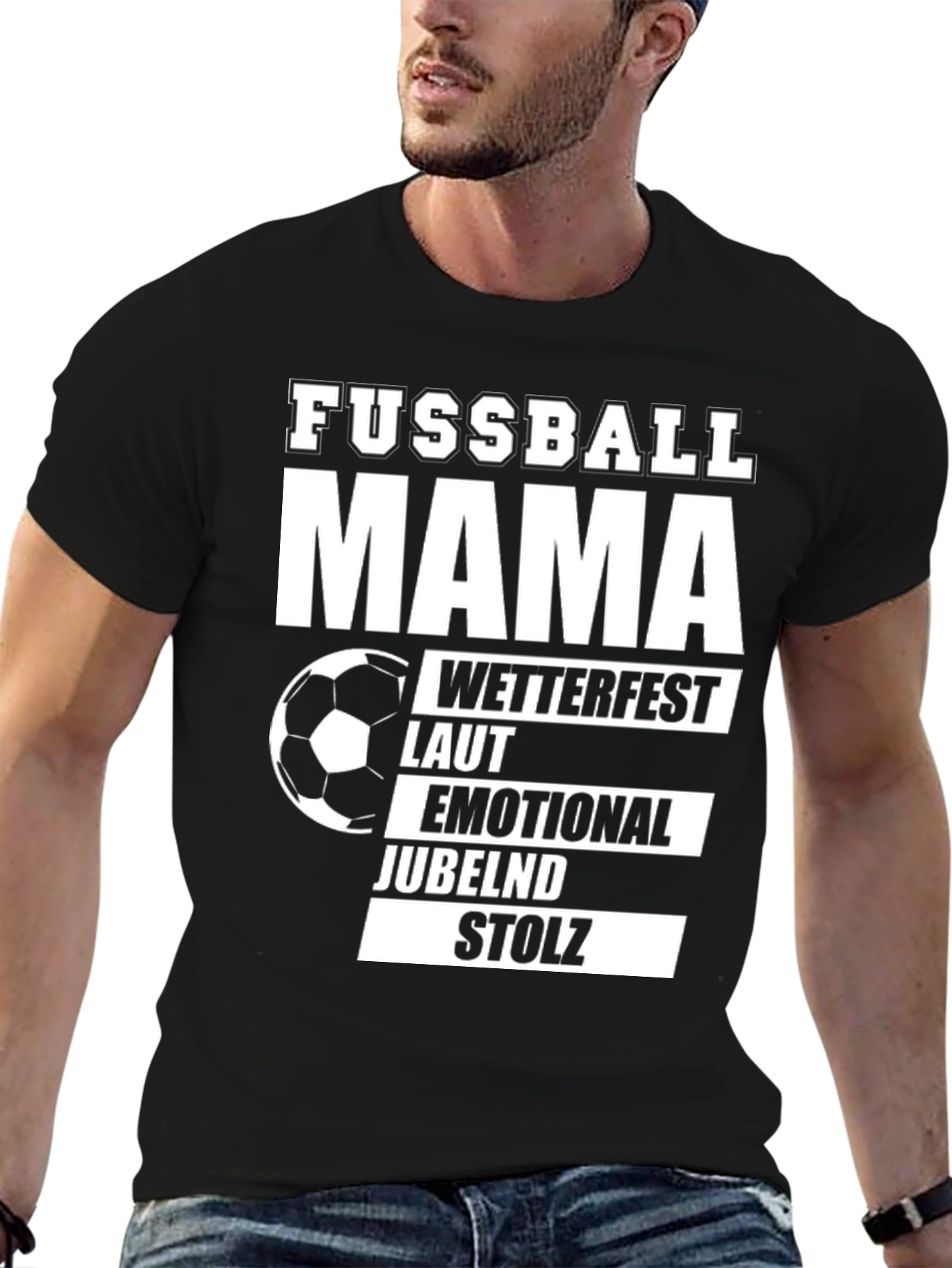 Black Fussball Mama T-Shirt - Soccer Mom Pride view 6