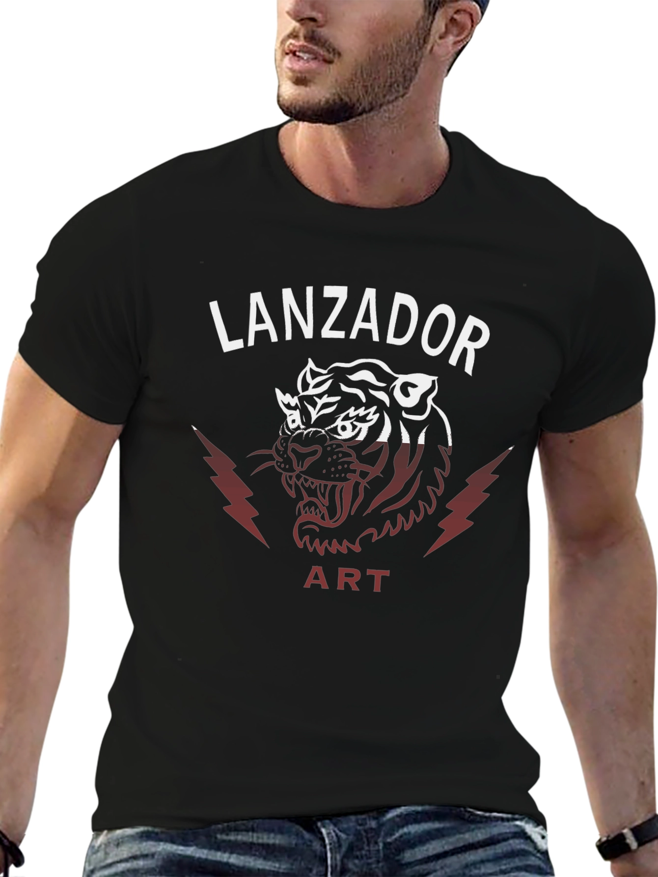 Black Lanzador Art Tiger Graphic T-Shirt view 6