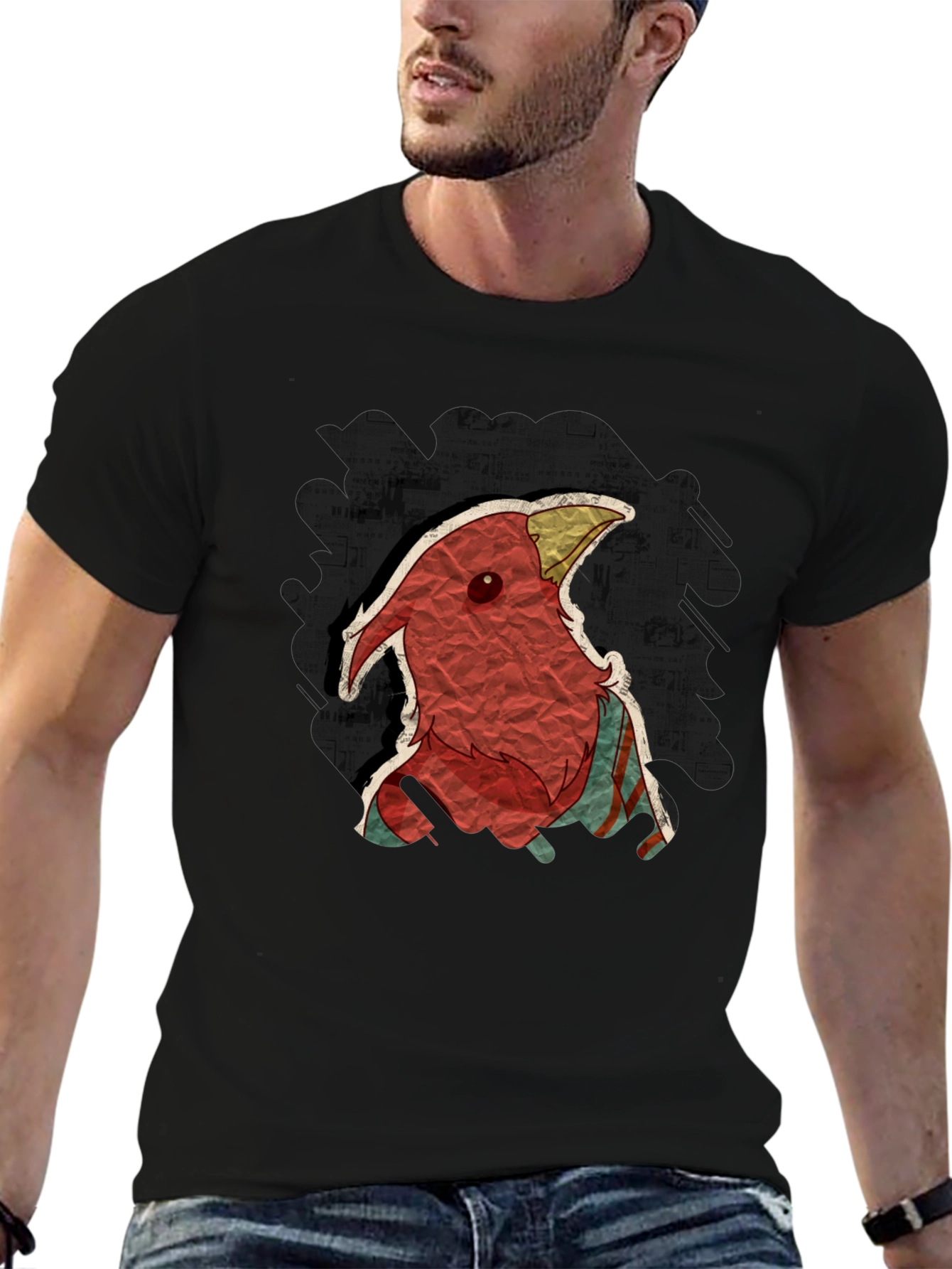 Black Unique Cardinal Graphic T-Shirt - Soft Black Tee view 6