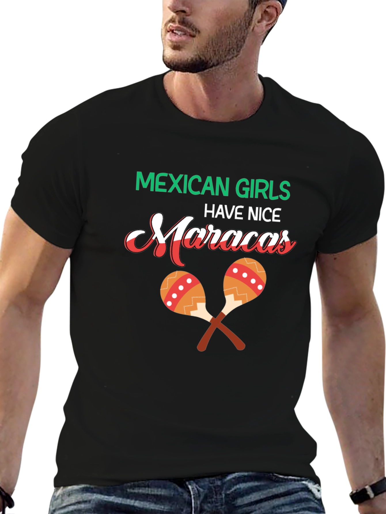 Black Mexican Girls Nice Maracas Graphic T-Shirt view 6