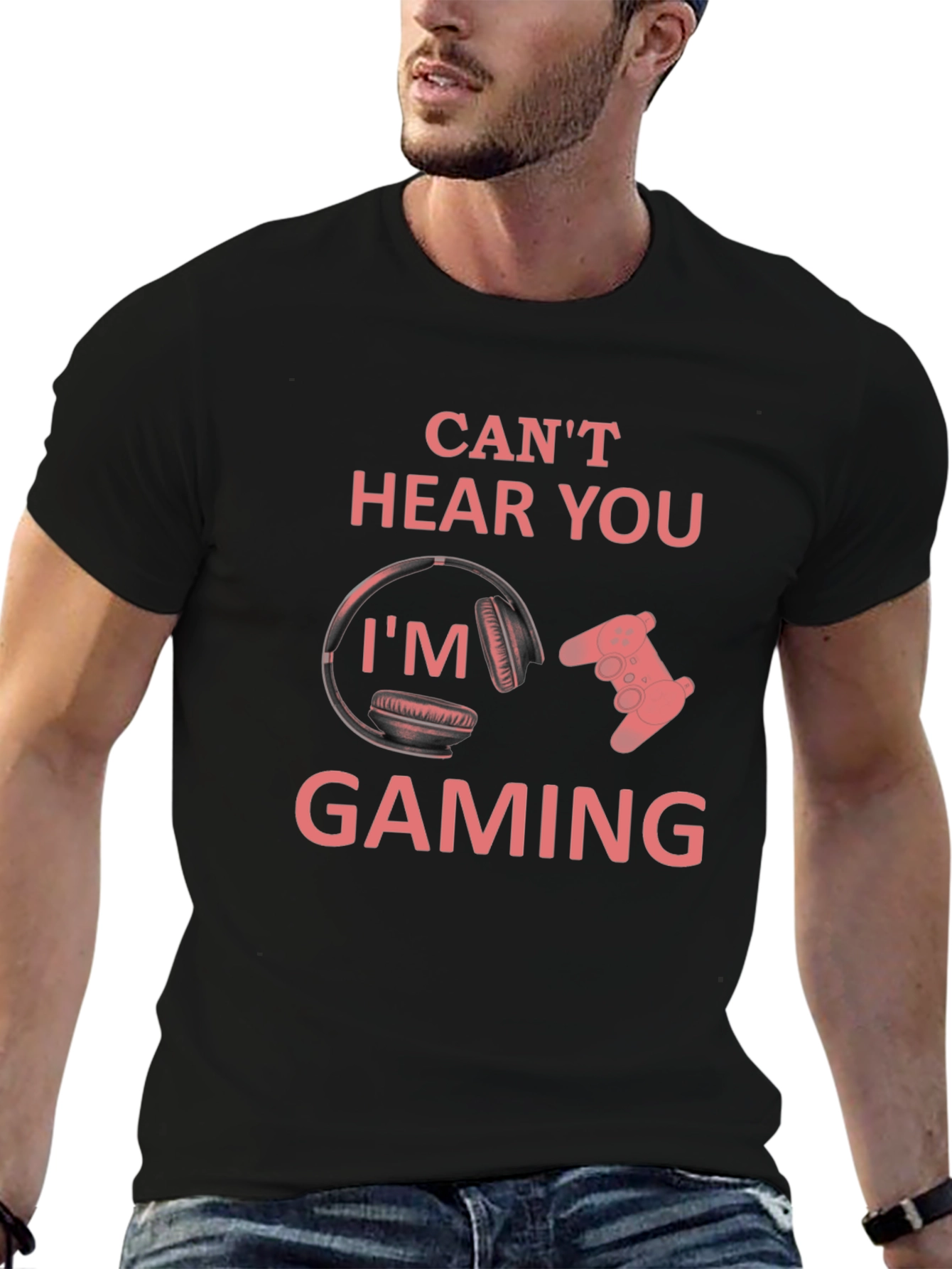 Black Can't Hear You I'm Gaming T-Shirt view 6