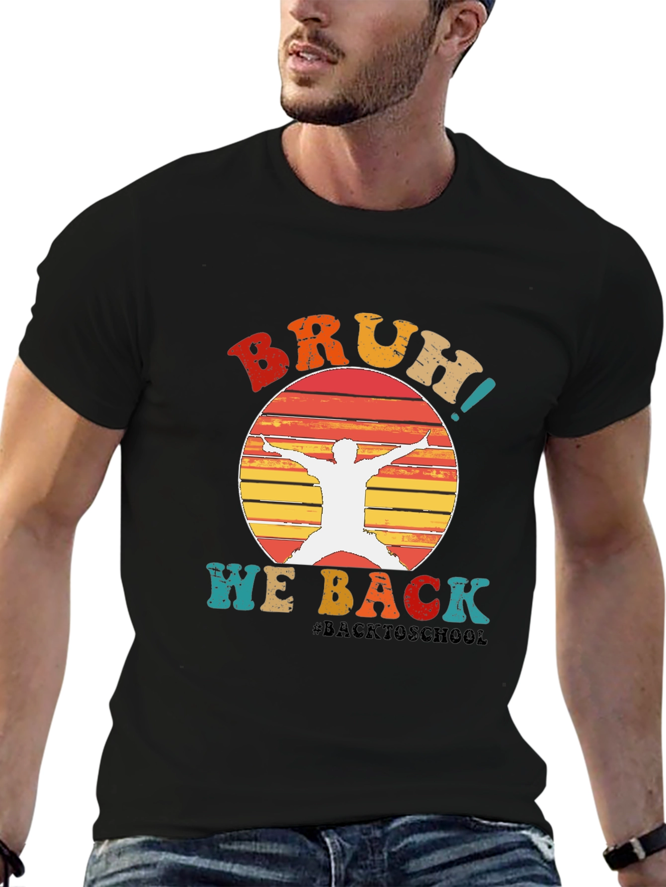 Black Bruh! We Back T-Shirt Retro Style view 6