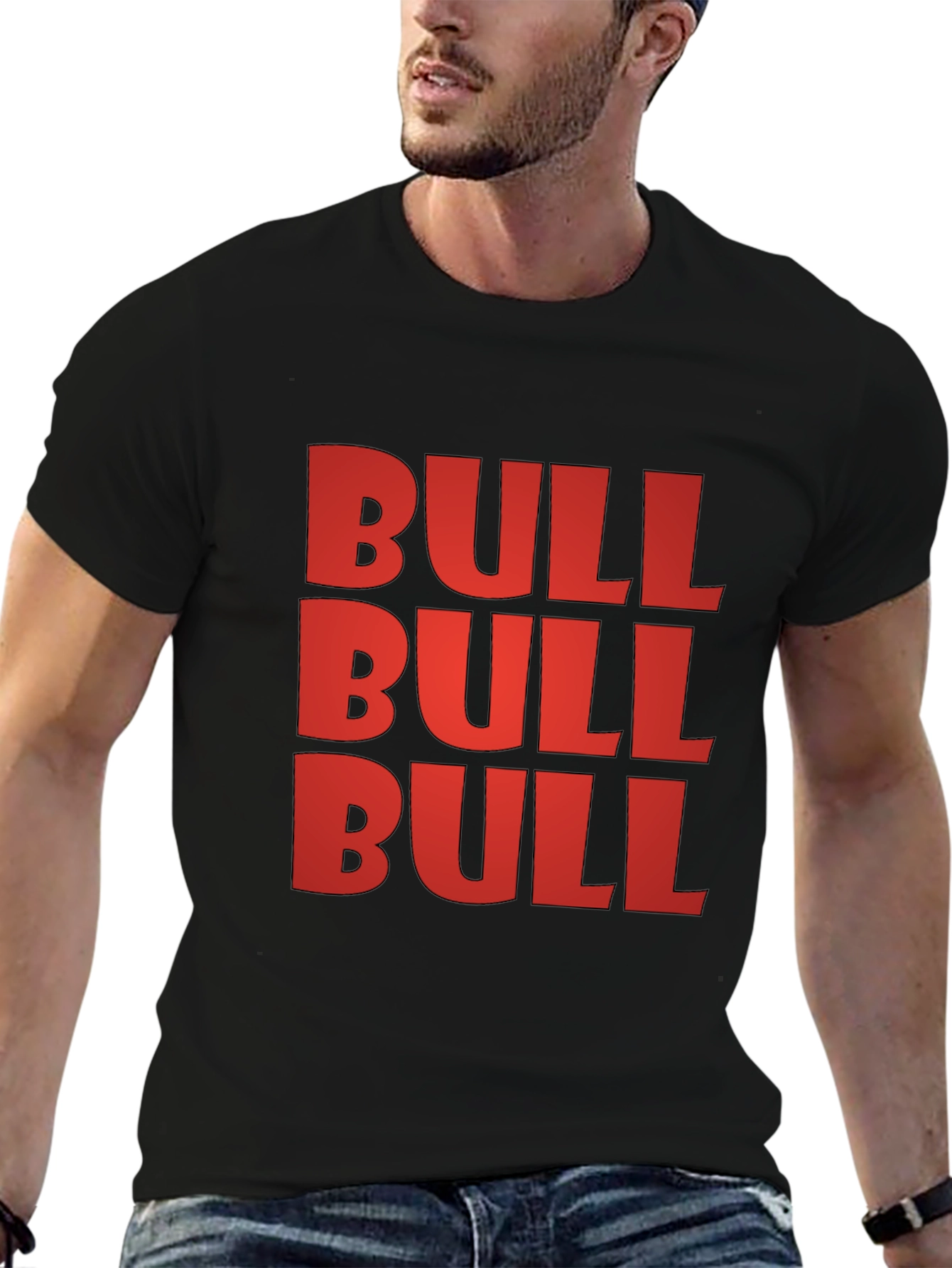 Black Bold BULL Graphic Tee - Statement T-Shirt view 6