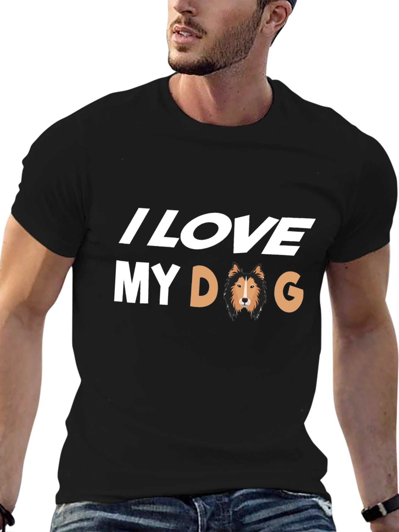 Black I Love My Dog Black T-Shirt view 6