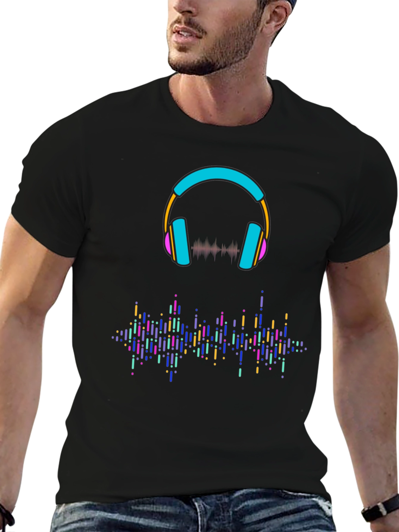 Black Vibrant Headphones & Soundwave Black Tee view 6