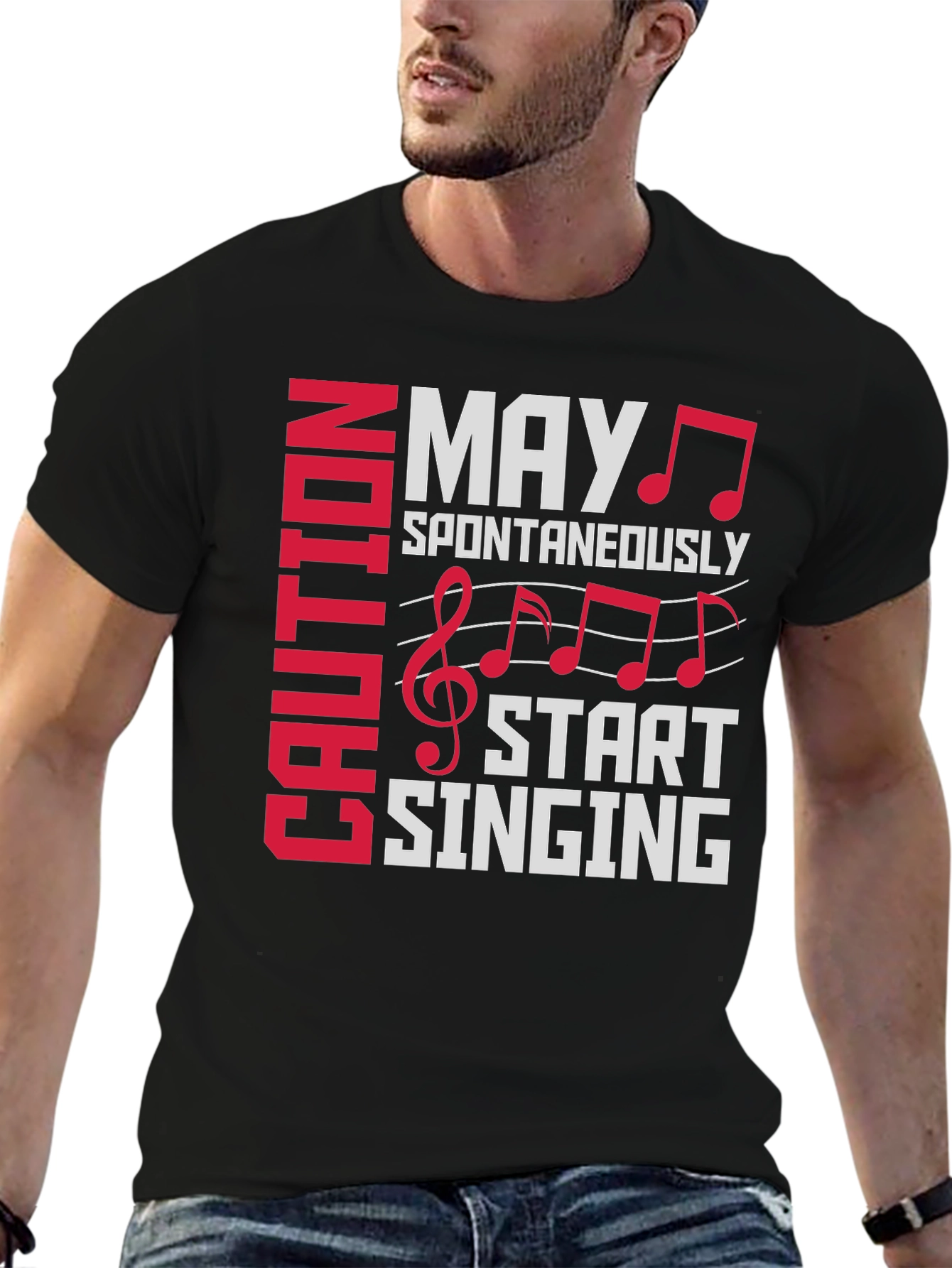 Black Caution May Spontaneously Start Singing T-Shirt view 6