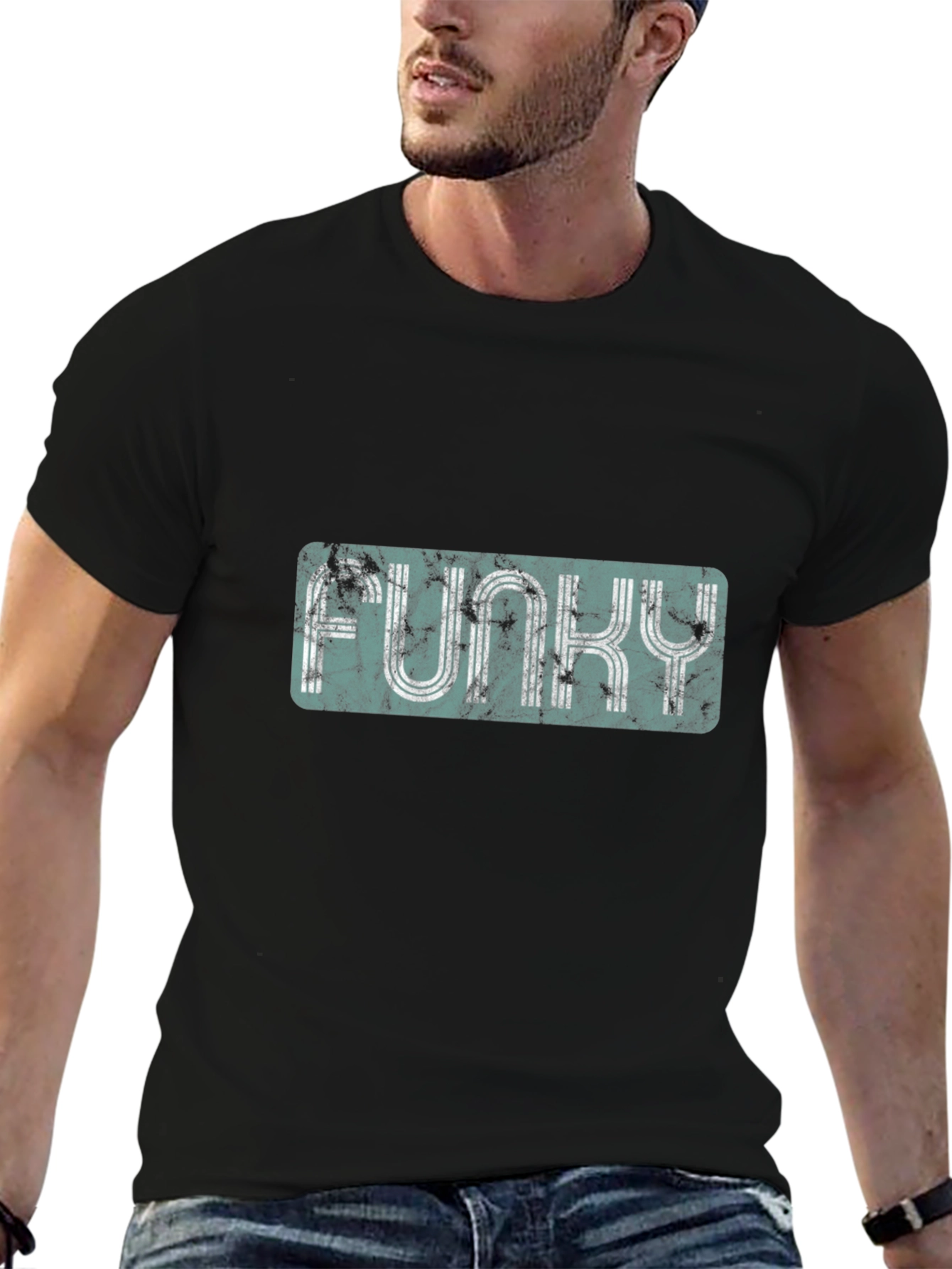 Black Funky Graphic Tee - Black Cotton T-Shirt view 6