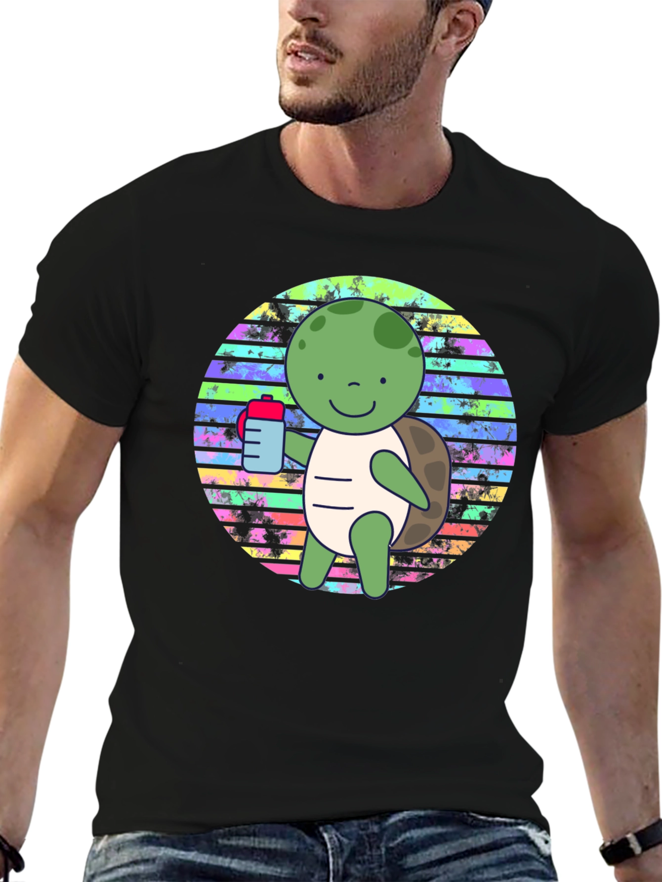 Black Cute Turtle Graphic Tee view 6