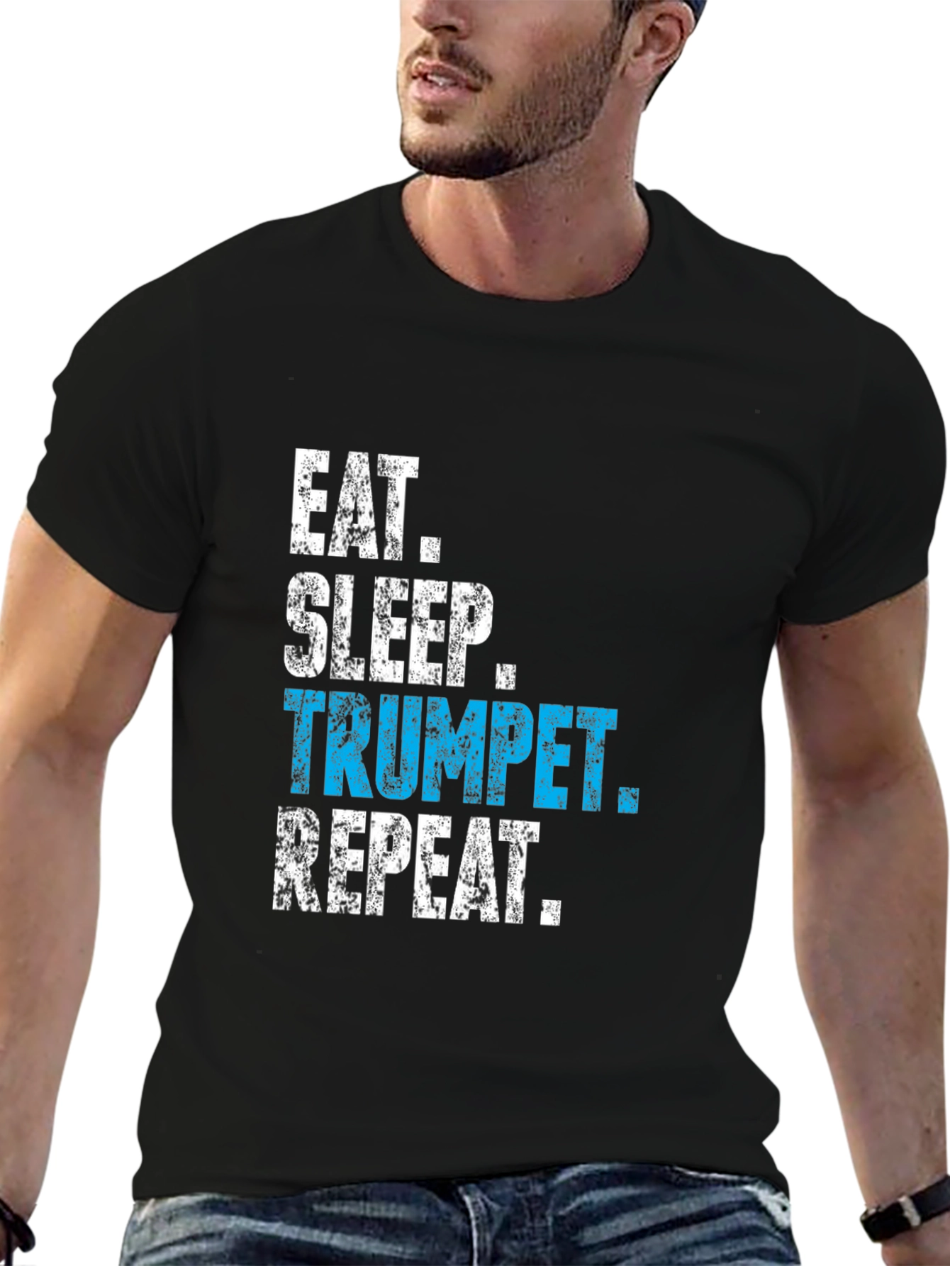 Black Eat Sleep Trumpet Repeat T-Shirt view 6