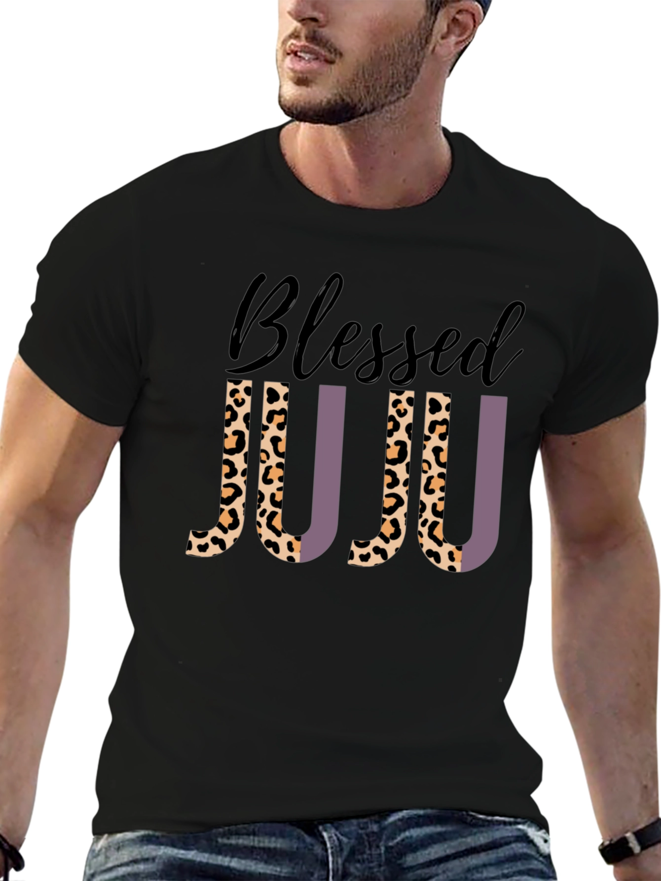Black Blessed JUJU Leopard Print Graphic Tee view 6