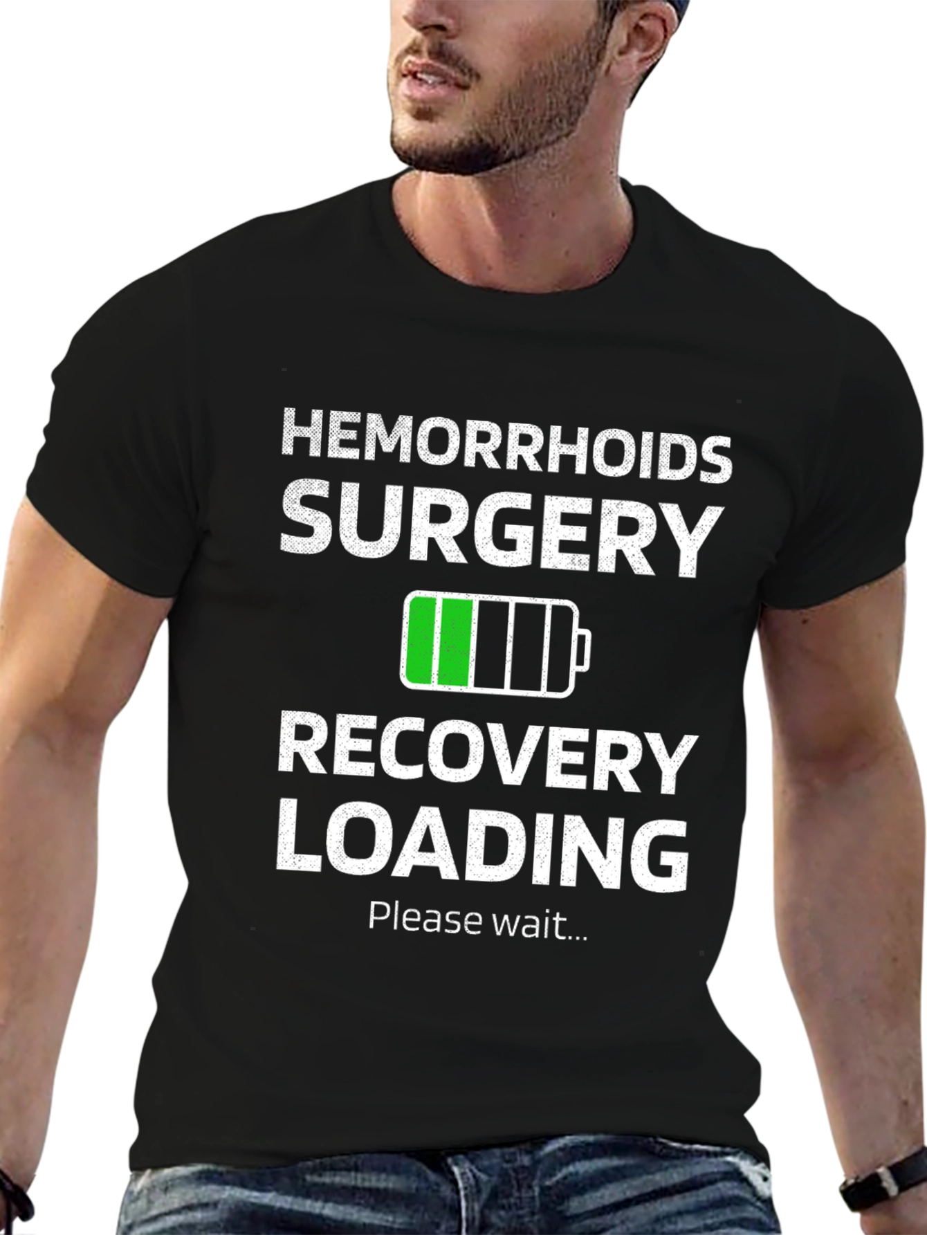 Black Hemorrhoids Surgery Recovery Loading Funny T-Shirt view 6