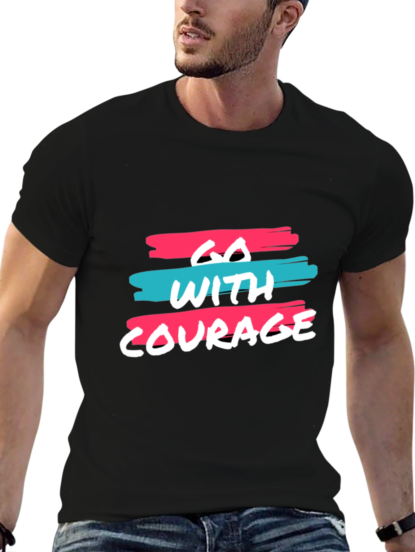Black Go With Courage Black Graphic Tee view 6