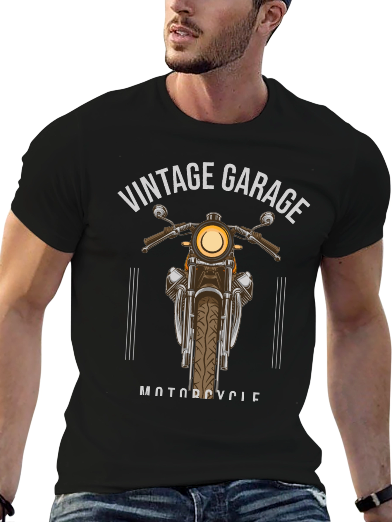 Black Vintage Garage Motorcycle T-Shirt view 6