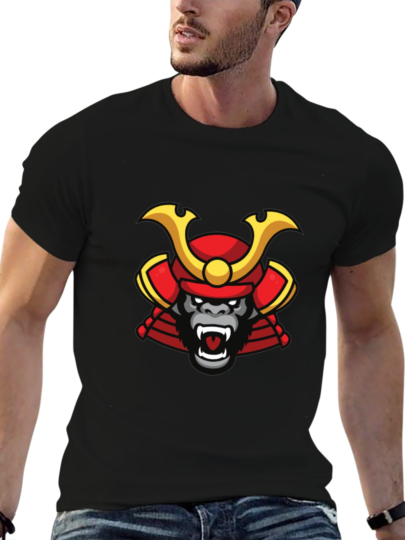 Black Samurai Gorilla Graphic Tee - Cool, Unique Design view 6