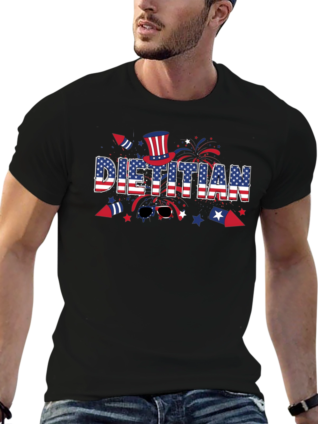 Black Dietitian Patriotic T-Shirt view 6