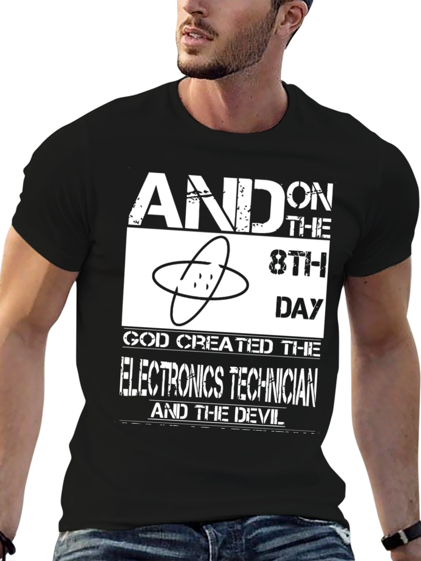 Black Electronics Technician Graphic Tee - 8th Day Creation view 6