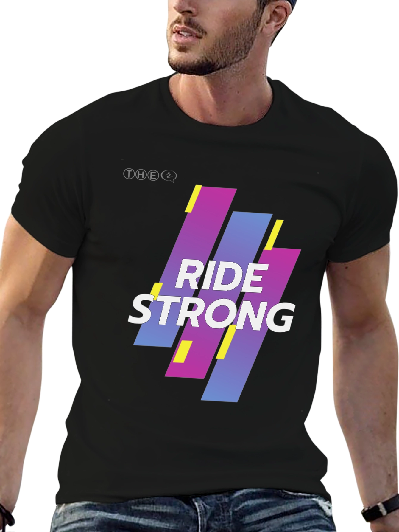 Black Ride Strong Graphic Tee - Black Cotton Blend view 6