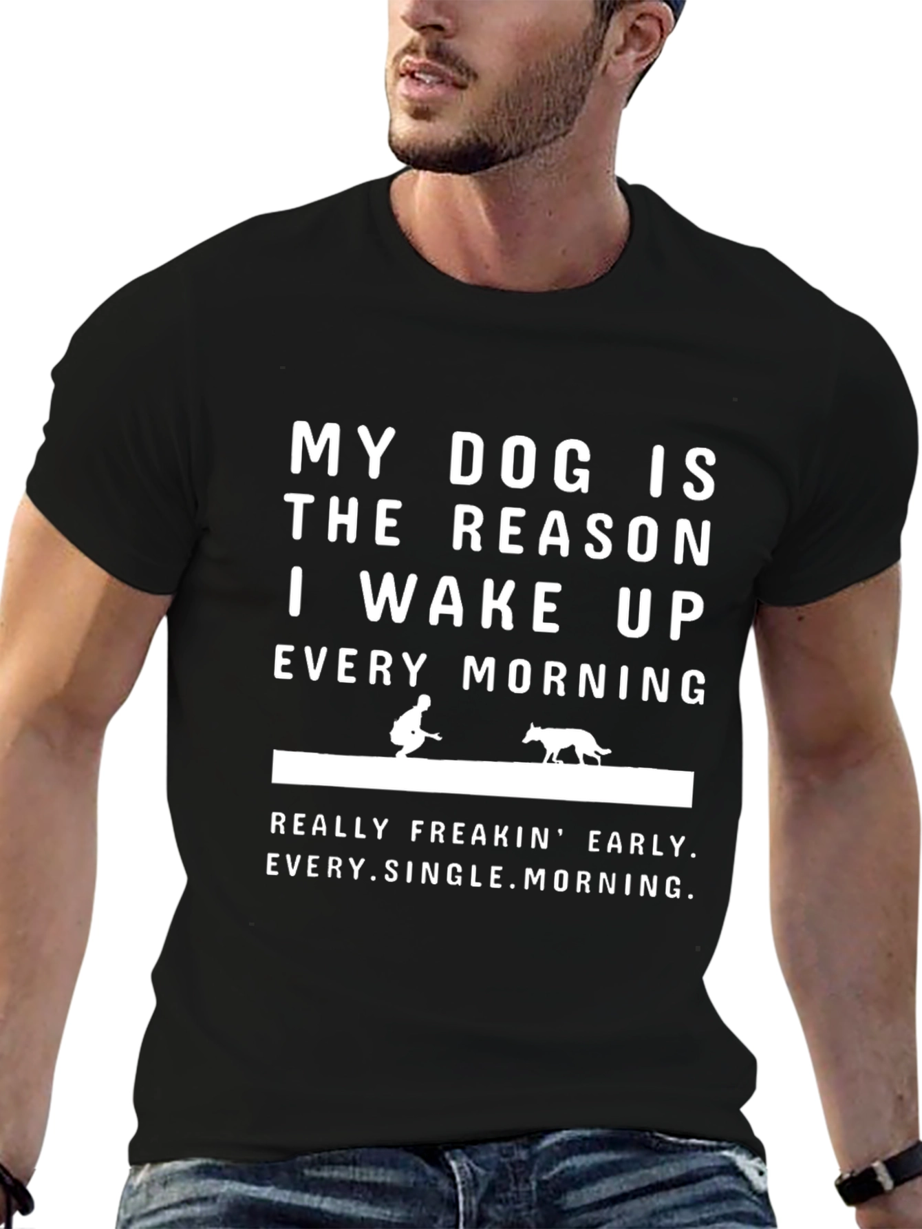 Black Dog Lover T-Shirt: My Dog is The Reason I Wake Up view 6