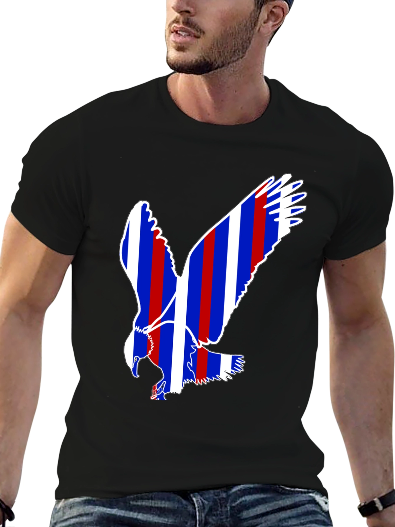 Black Patriotic Eagle Graphic Tee - Black Cotton Blend view 6