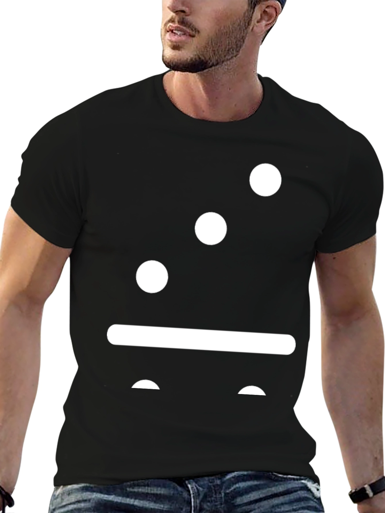 Black Abstract Face Graphic Tee view 6