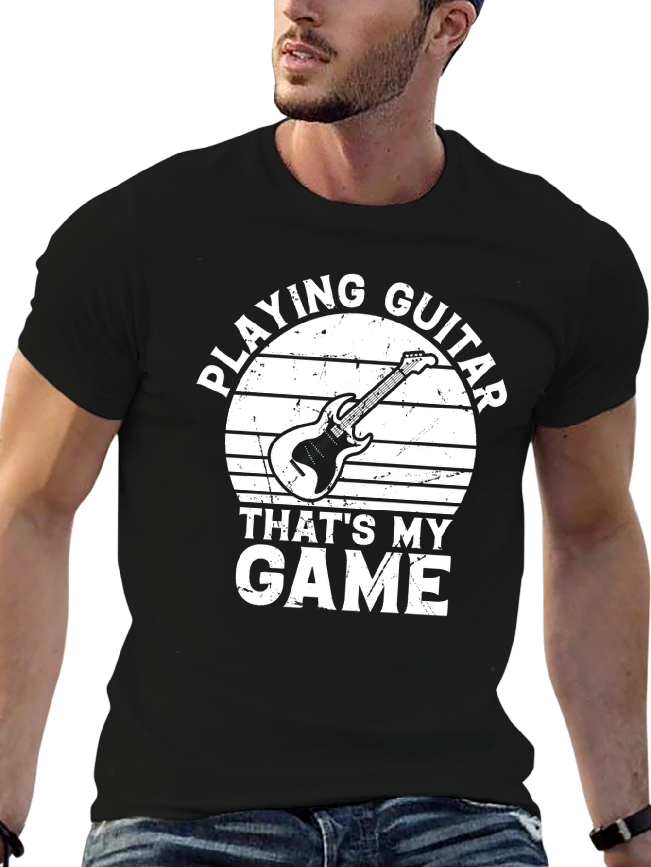 Black Playing Guitar T-Shirt - That's My Game view 6