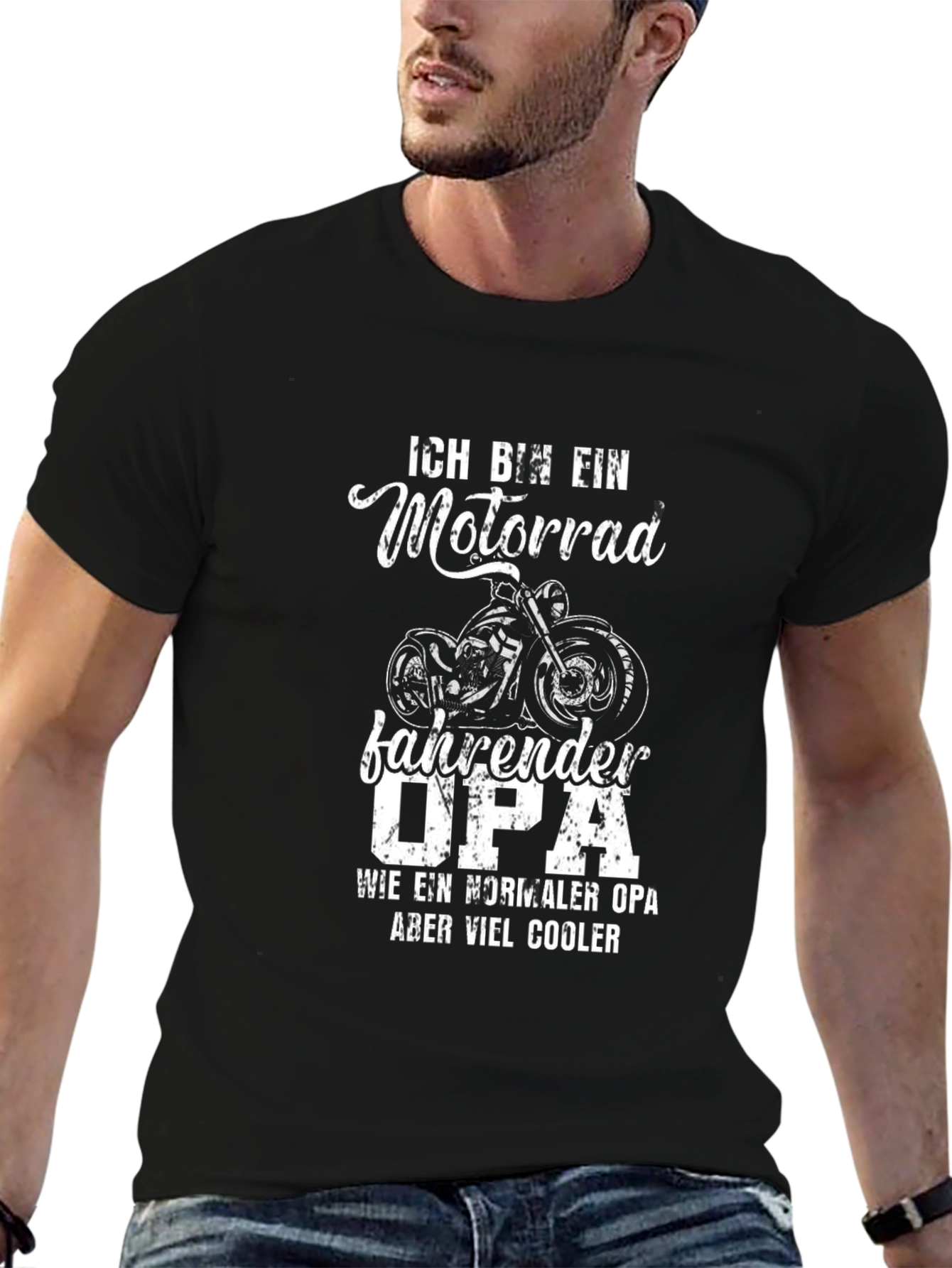 Black Motorrad Opa T-Shirt - Cool Grandfather Biker Tee view 6