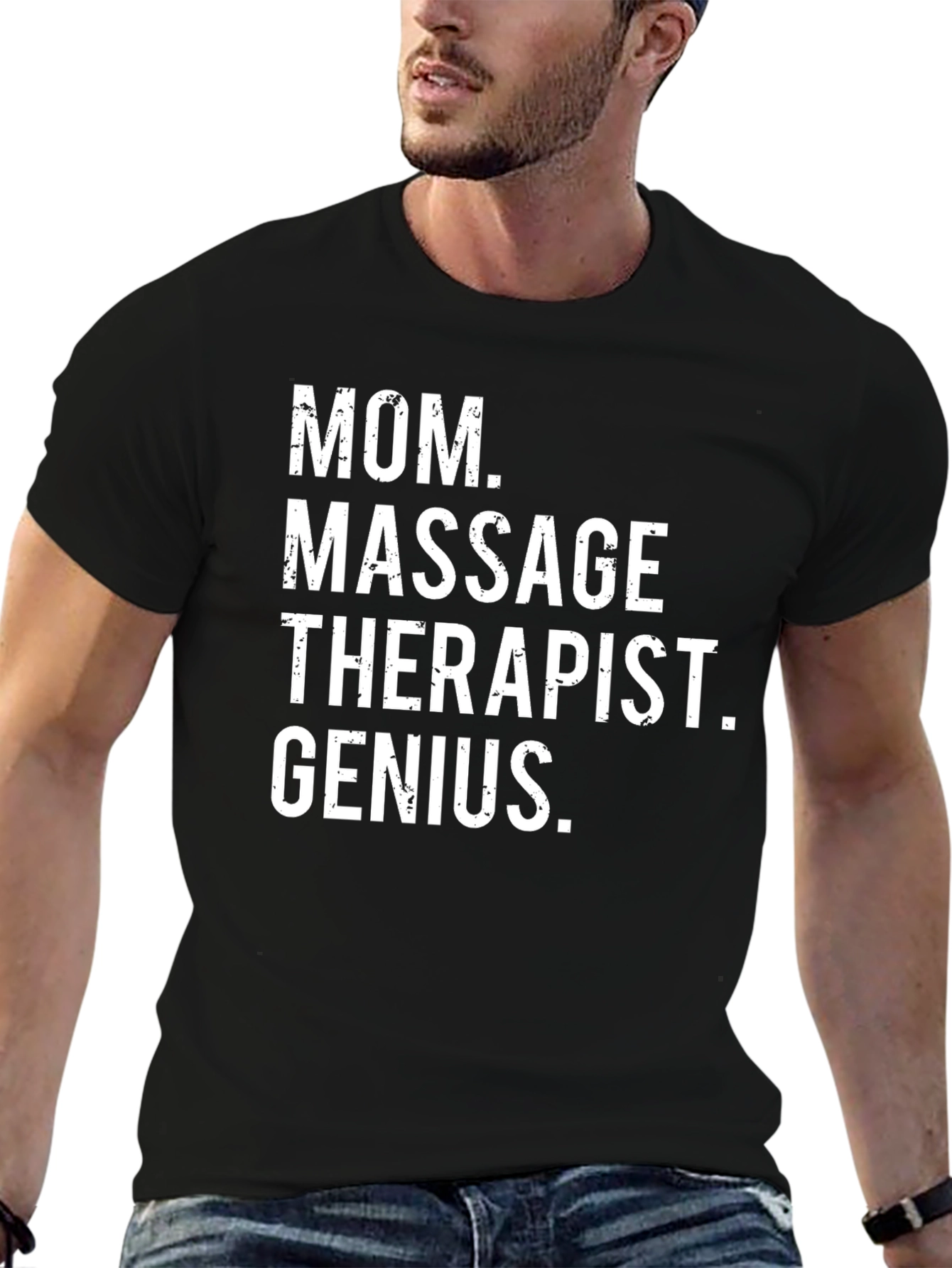 Black Mom Massage Therapist Genius Graphic T-Shirt view 6