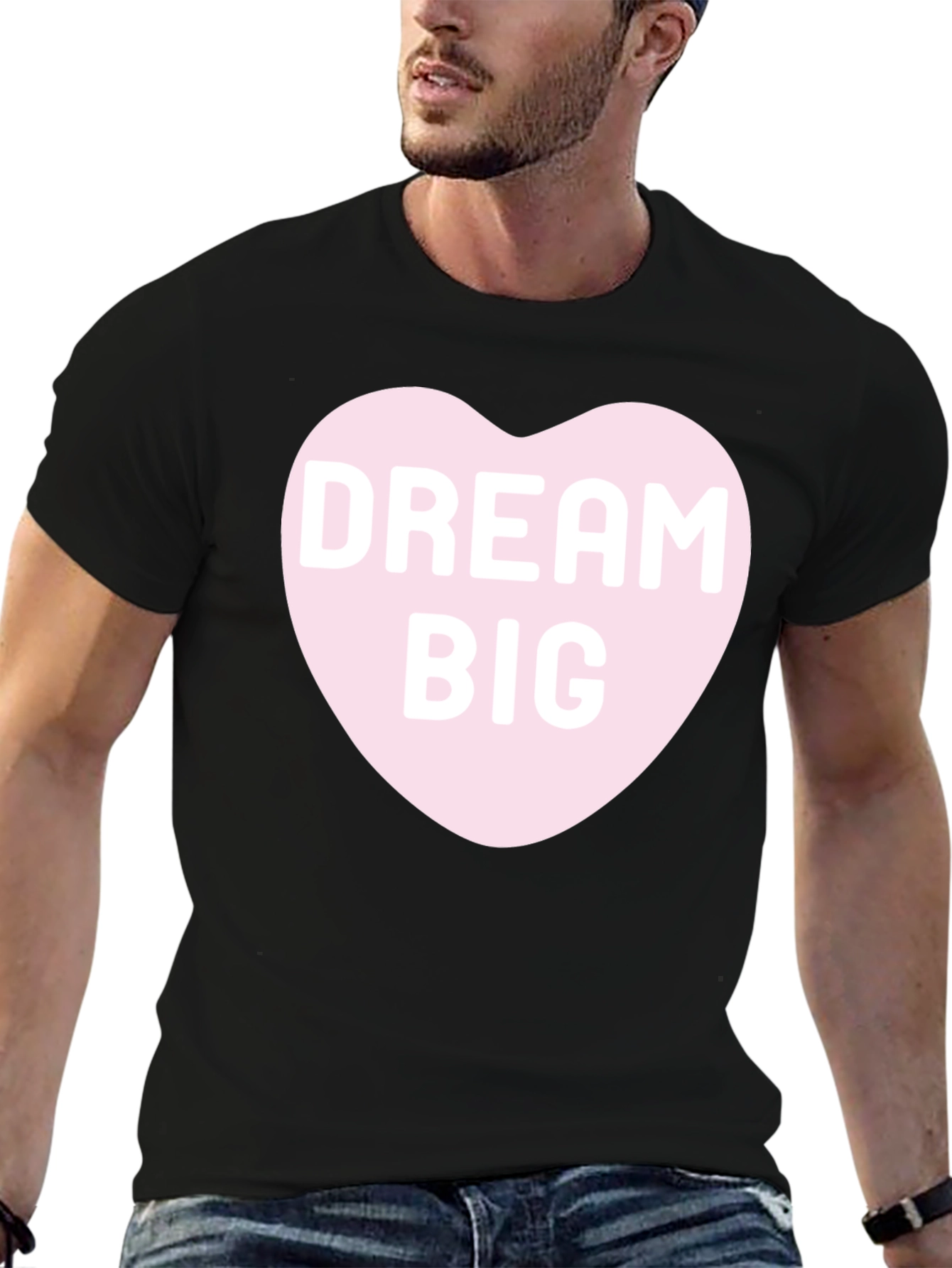 Black Dream Big Heart Graphic Tee - Stylish Comfort Fit Shirt view 6