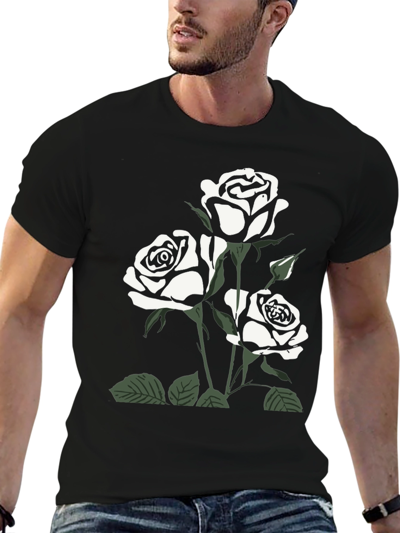 Black Black Rose Graphic Tee for Men view 6