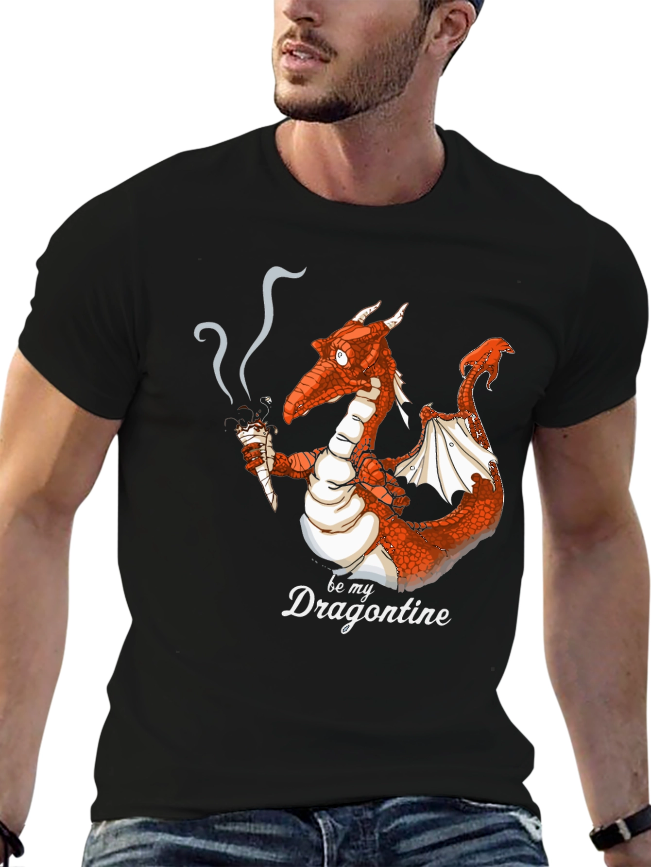 Black Dragon Smoking Ice Cream Funny Graphic Tee view 6