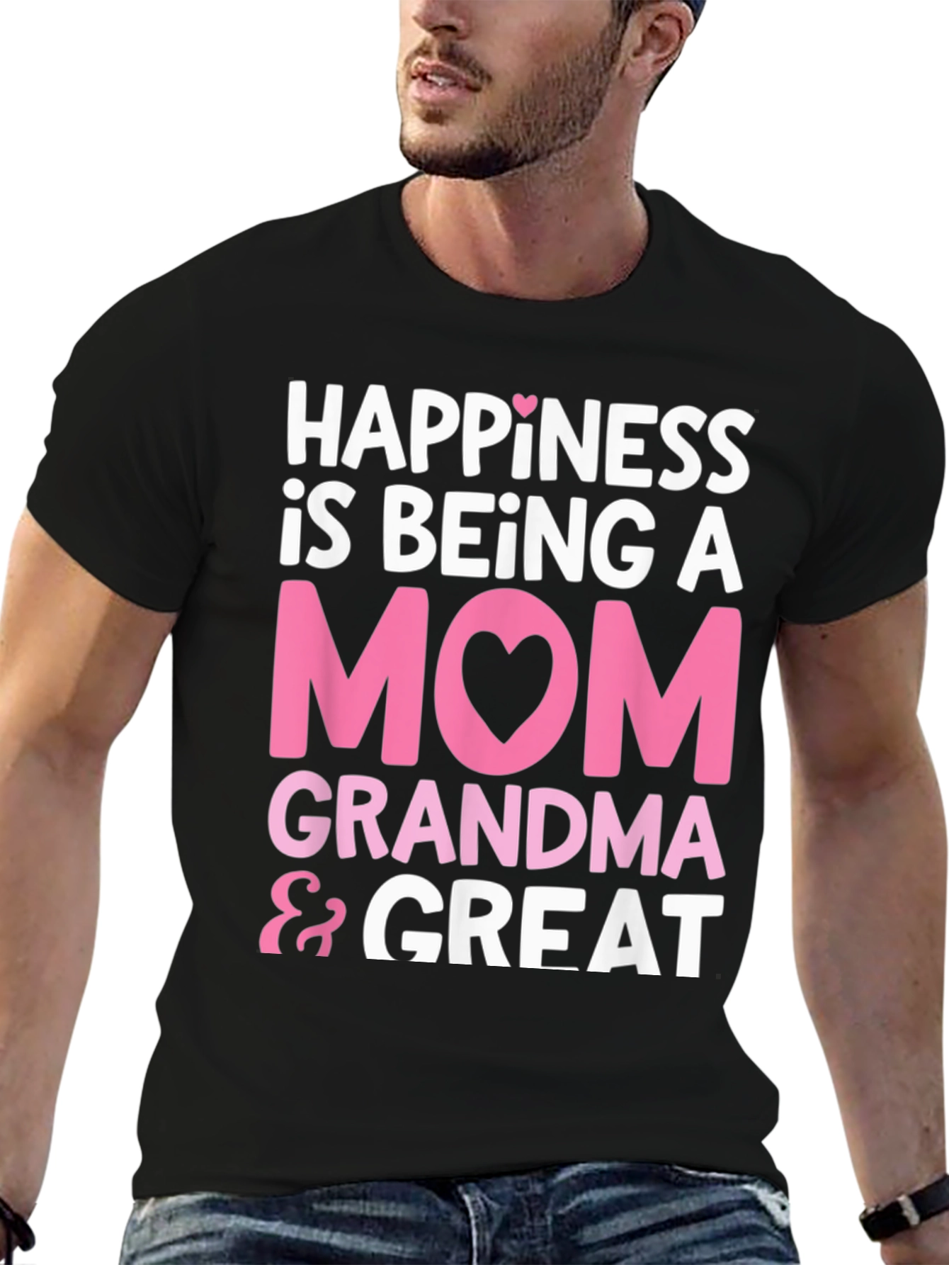 Black Happiness is Being A Mom, Grandma & Great T-Shirt view 6