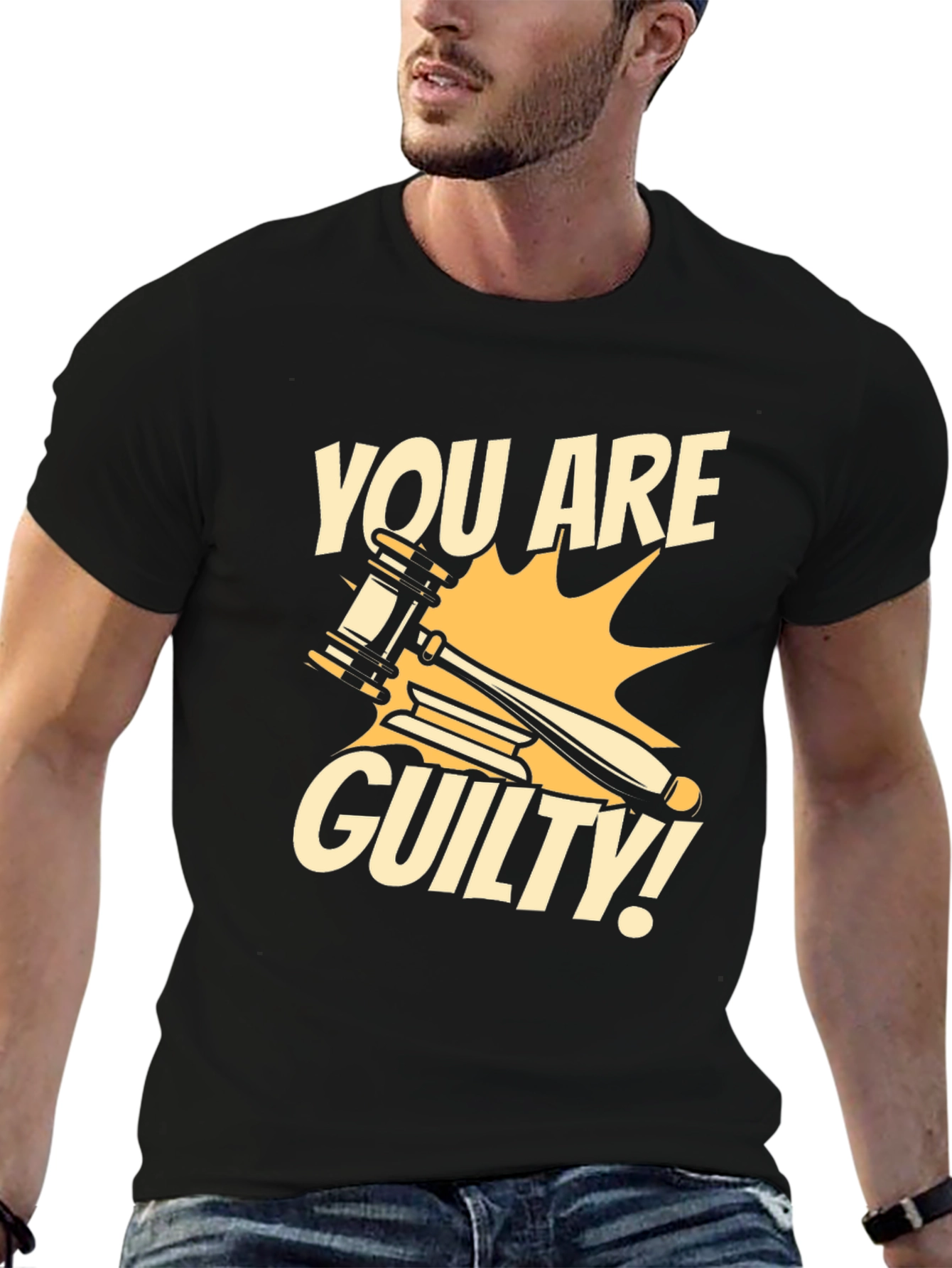 You Are Guilty T-Shirt - Novelty Courtroom Gavel Design - 6