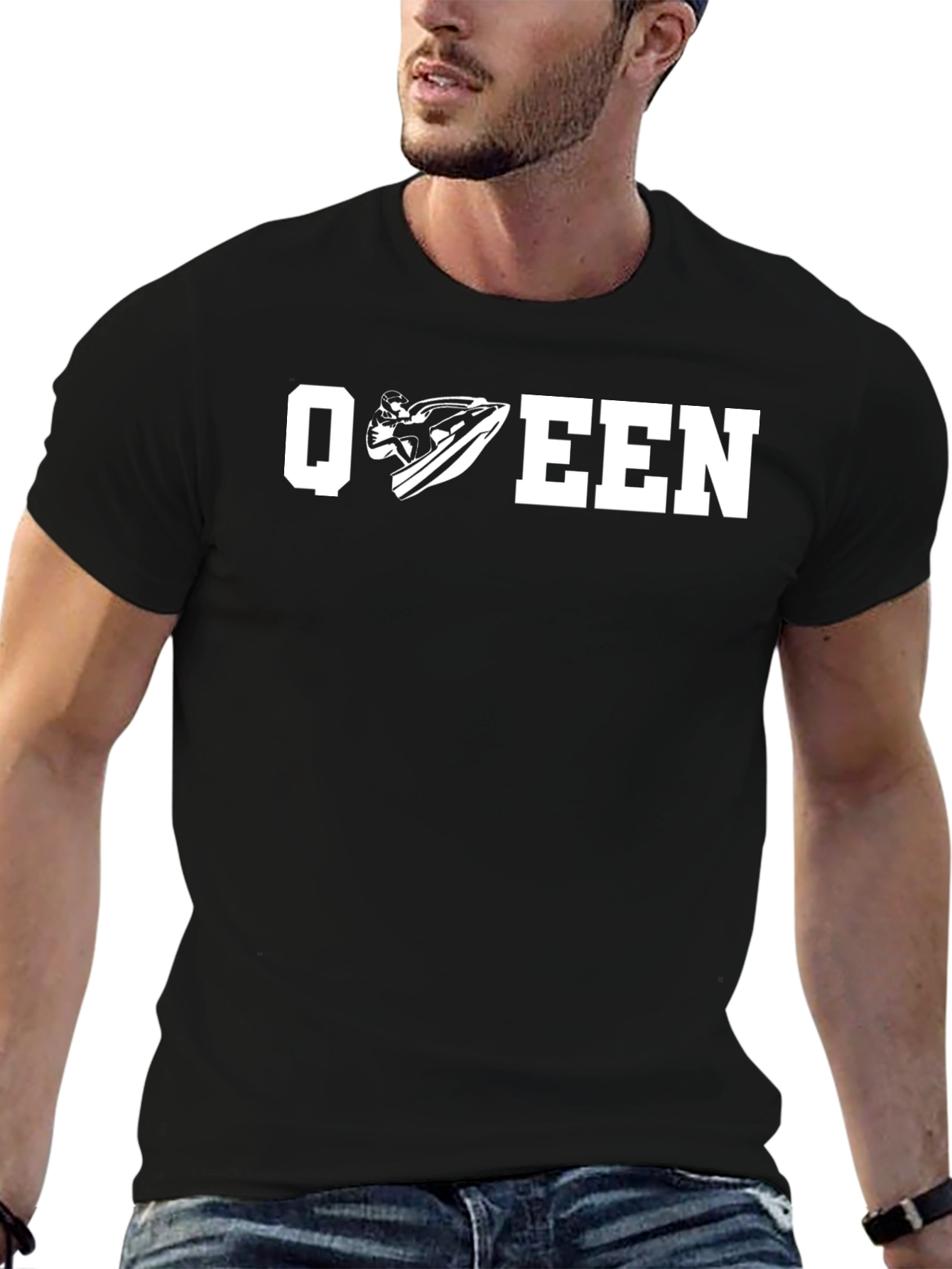 Black Jet Ski Queen T-Shirt - Black Graphic Tee view 6