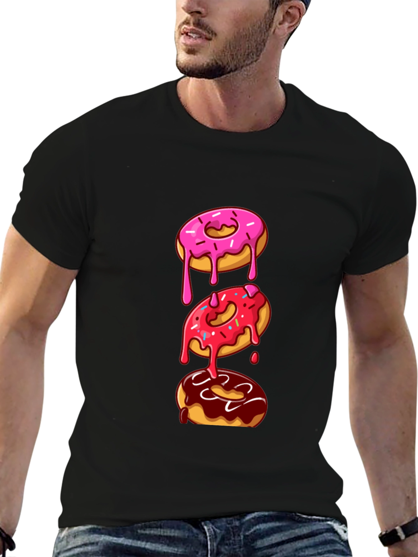 Black Donut Stack Graphic Tee - Fun & Trendy Style view 6