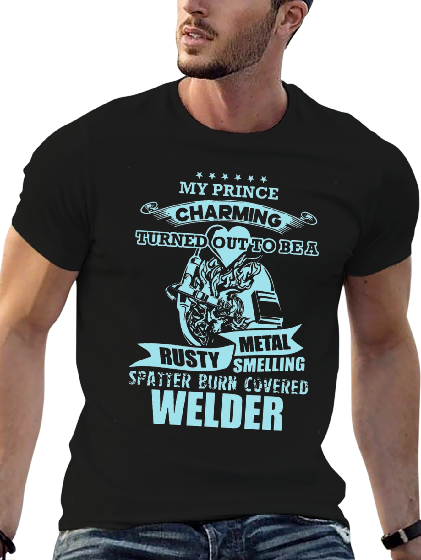Black My Prince Welder T-Shirt - Black Novelty Tee view 6