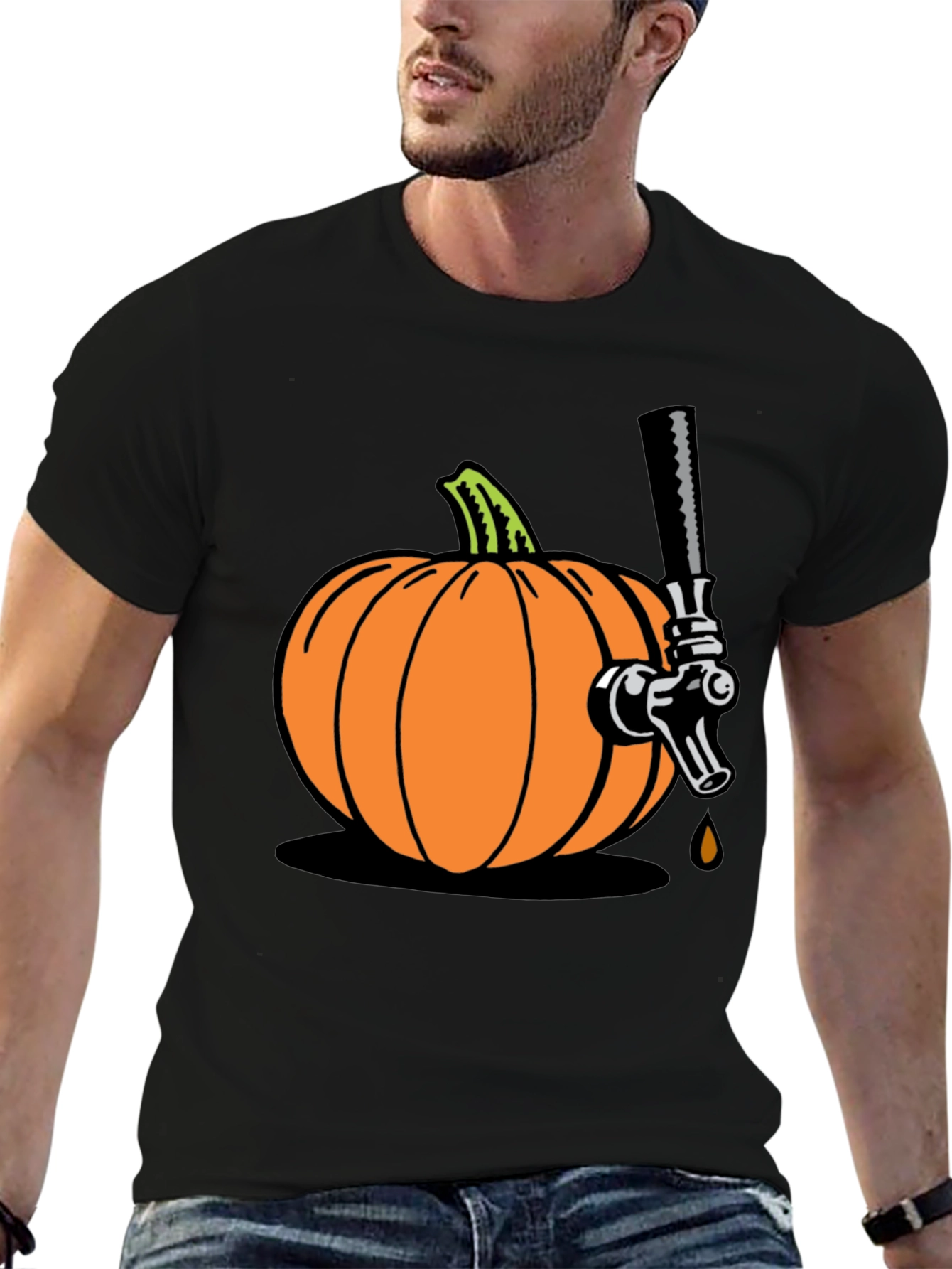 Black Pumpkin Beer Tap Graphic Tee view 6
