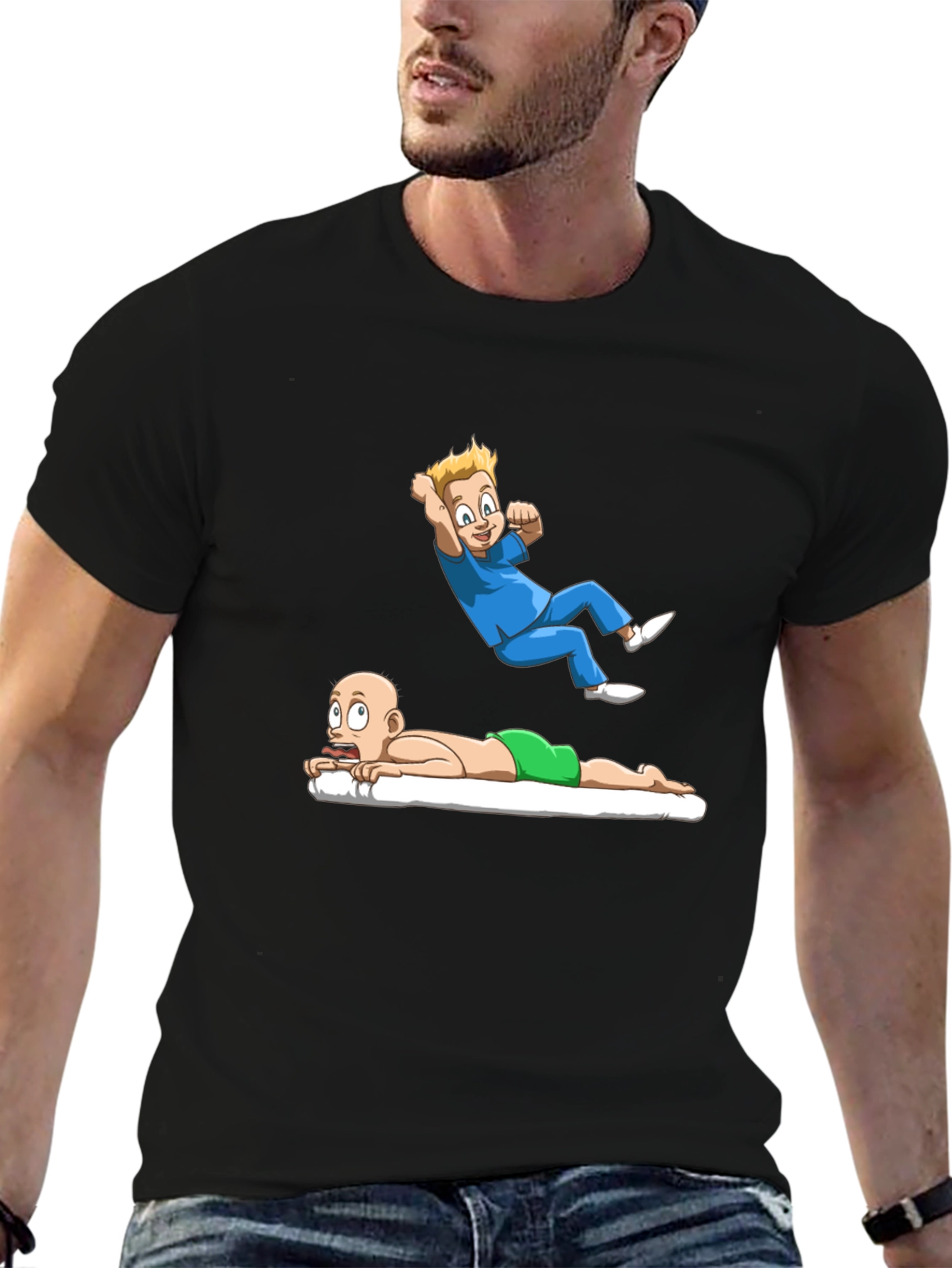 Black Cartoon Graphic Tee - Massage Therapy Humor view 6