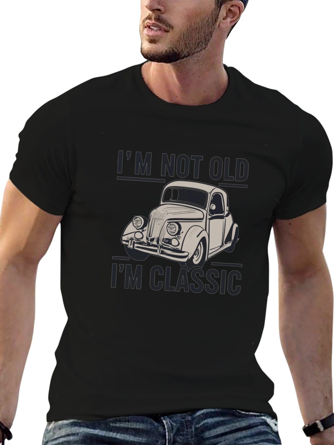 Black Classic Car Graphic Tee - I'm Not Old, I'm Classic! view 6