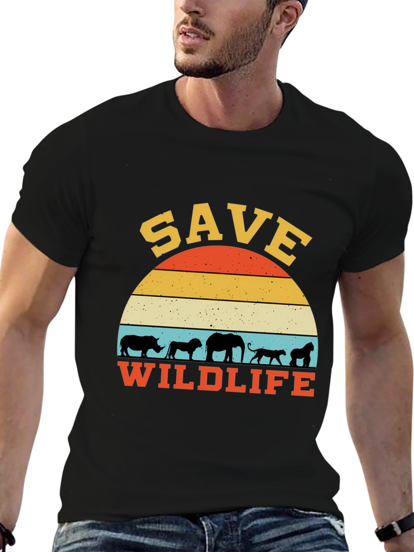 Black Save Wildlife T-Shirt - Graphic Tee view 6