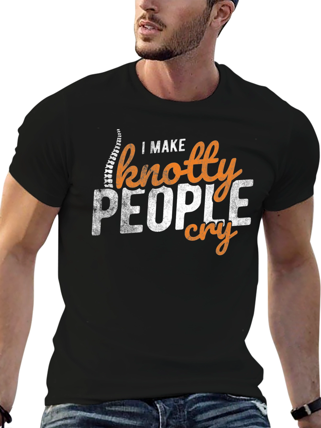 Black Funny Chiropractic T-Shirt - Knotty People view 6