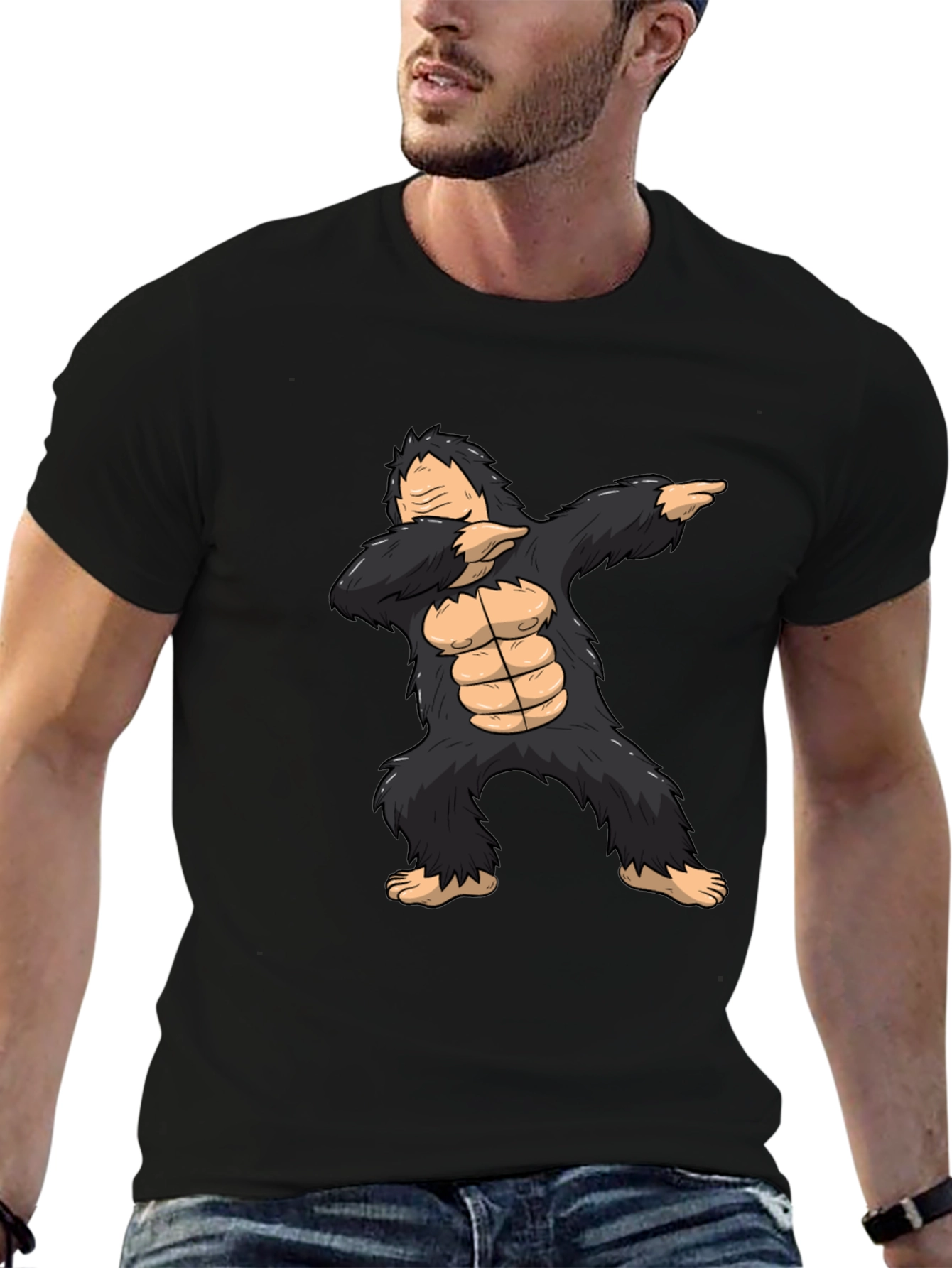 Black Dabbing Gorilla Graphic Tee - Black view 6