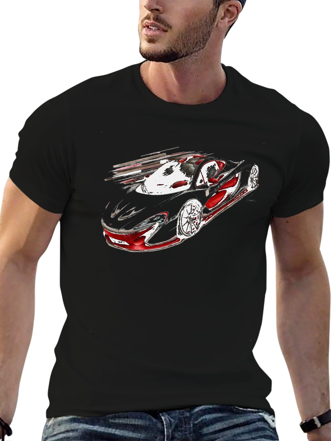 Black Sleek Black Car Graphic Tee - Motorsport Fashion view 6
