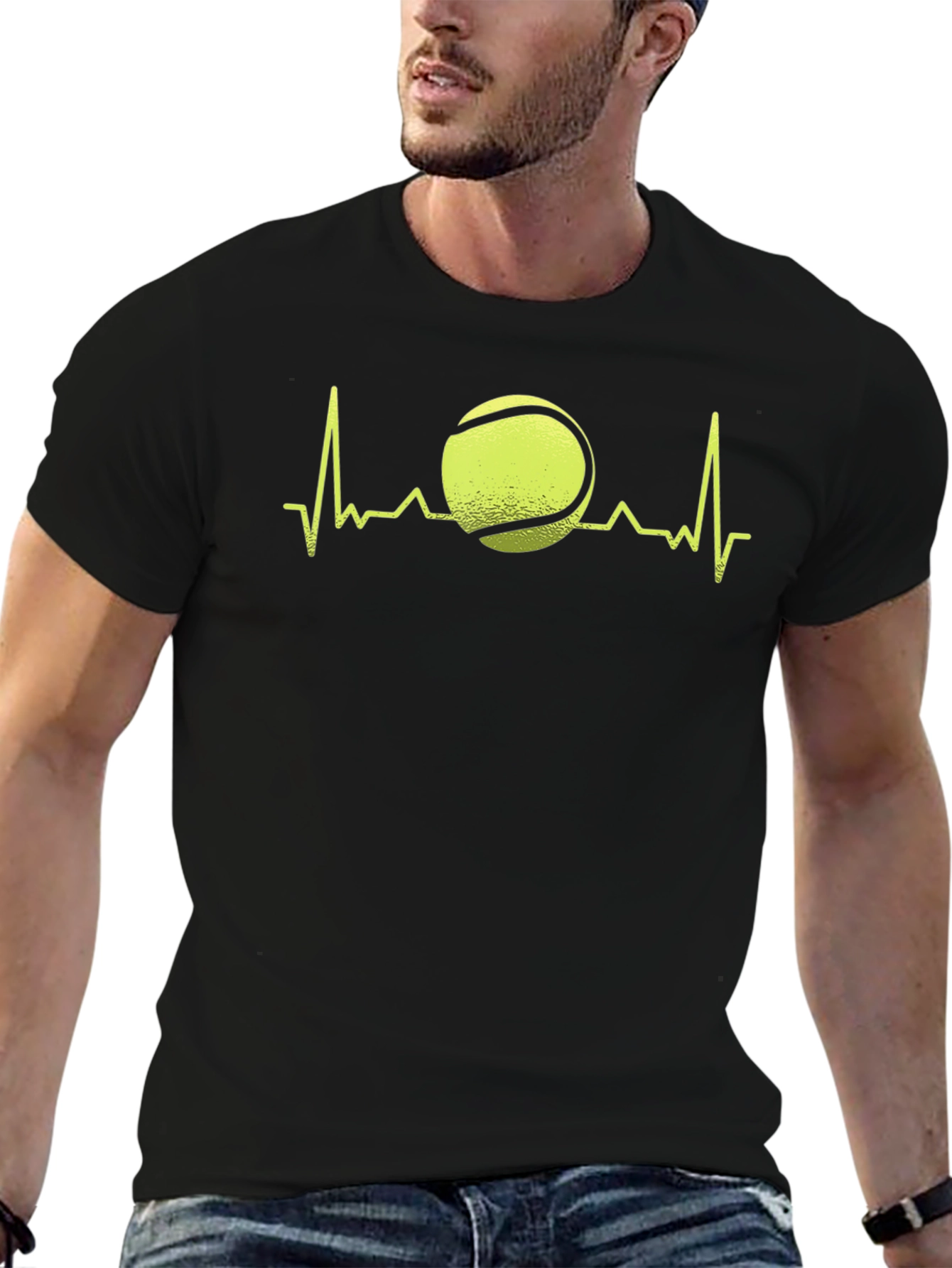 Black Tennis Heartbeat Graphic Tee view 6