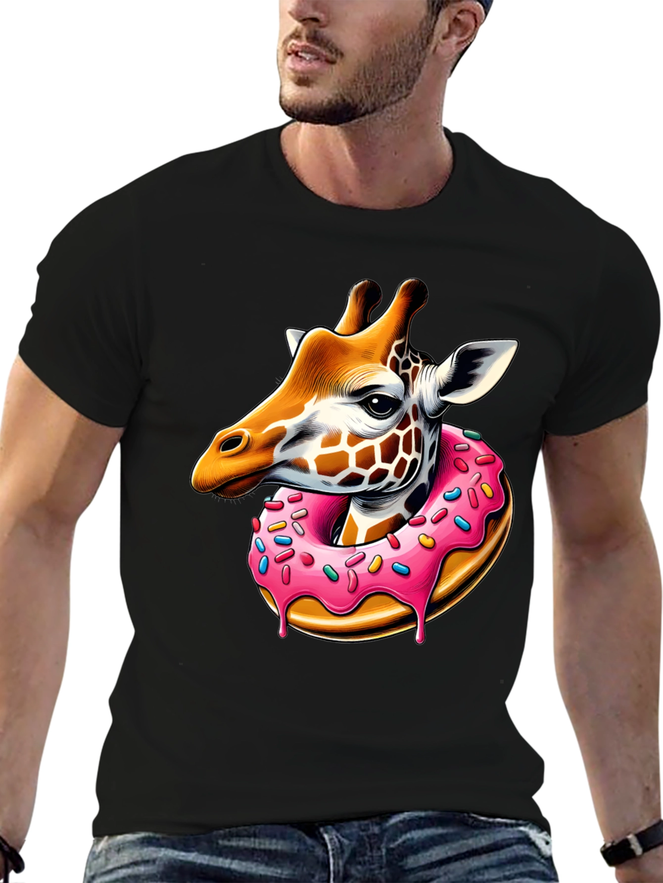 Black Giraffe Donut T-Shirt: Sweet Style! view 6