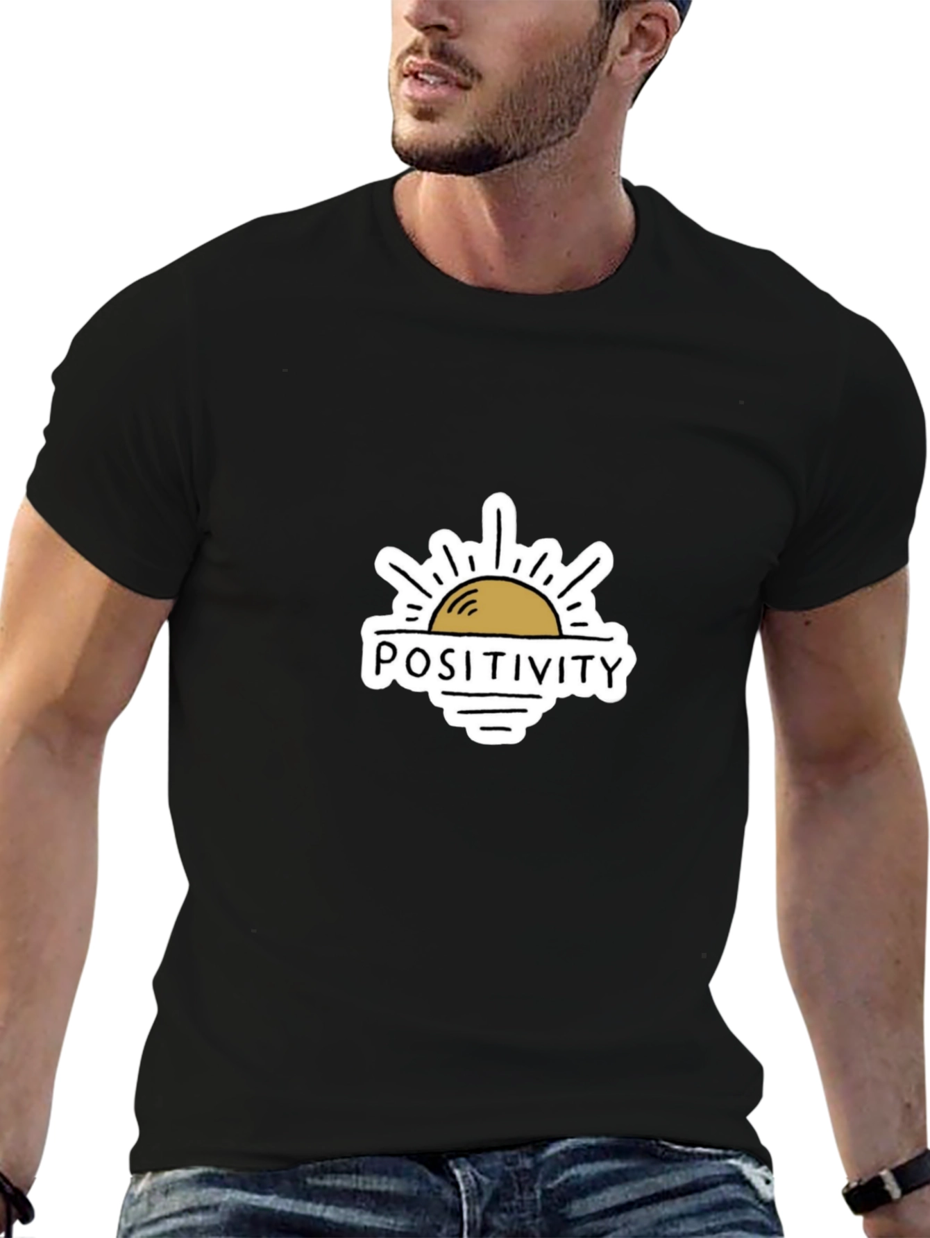 Black Positivity Sun Graphic T-Shirt - Mens Black Tee view 6
