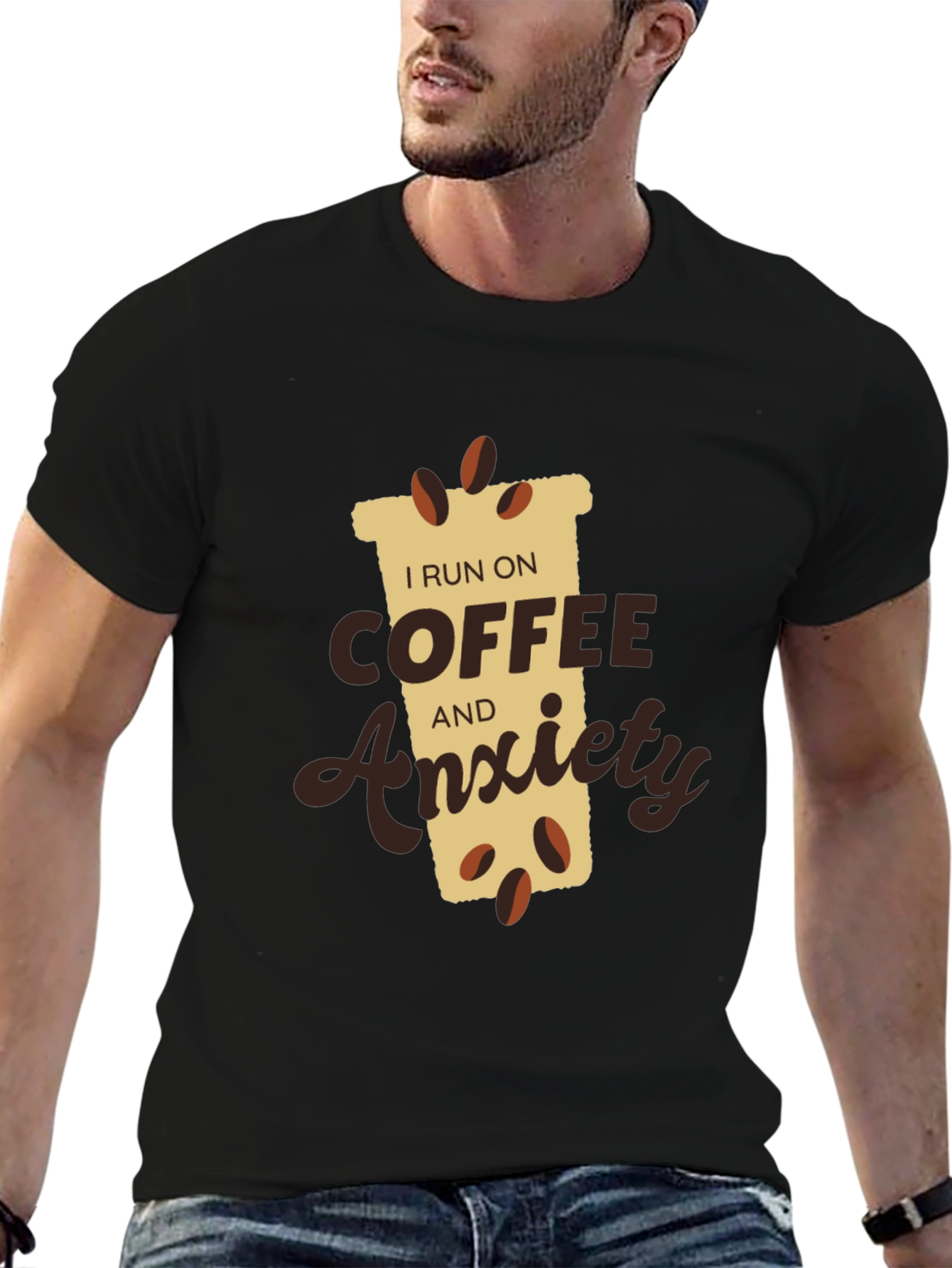 Black Coffee & Anxiety T-Shirt - Funny Graphic Tee view 6